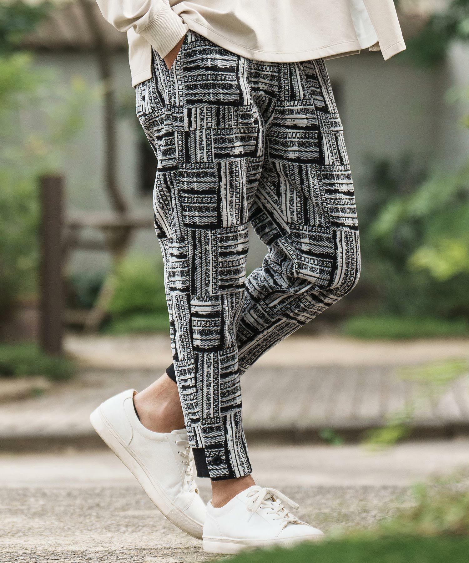 30%OFF【CAMBIO(カンビオ)】Geometric Jacquard Back Style Rib Pants