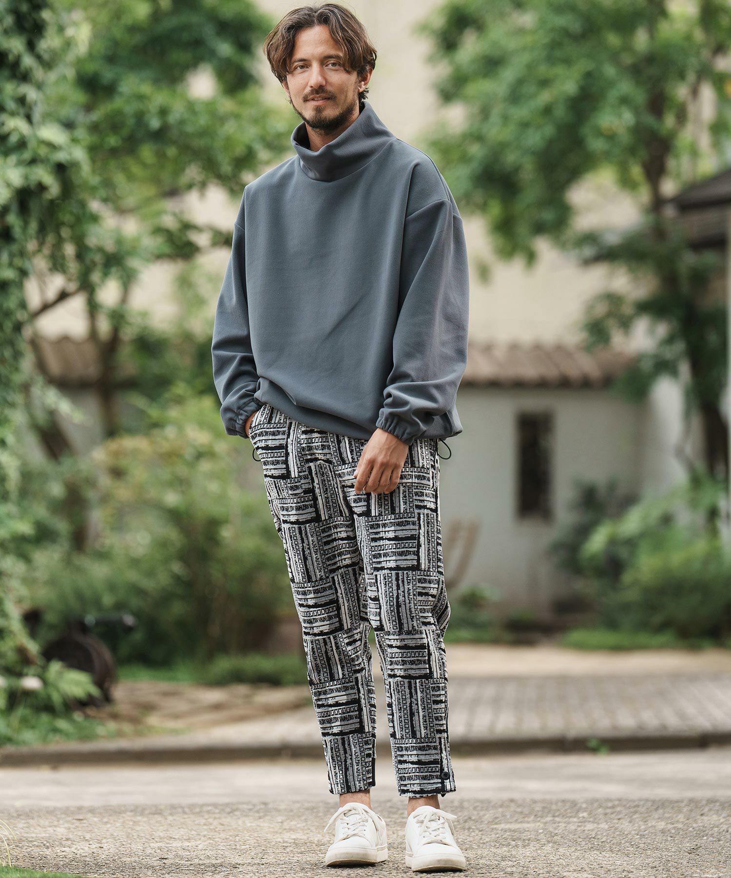 カンビオ Mole Lattice Jacquard テーパードパンツ 30%OFF【CAMBIO(カンビオ)】Geometric Pattern Quilt Cut sew Soft