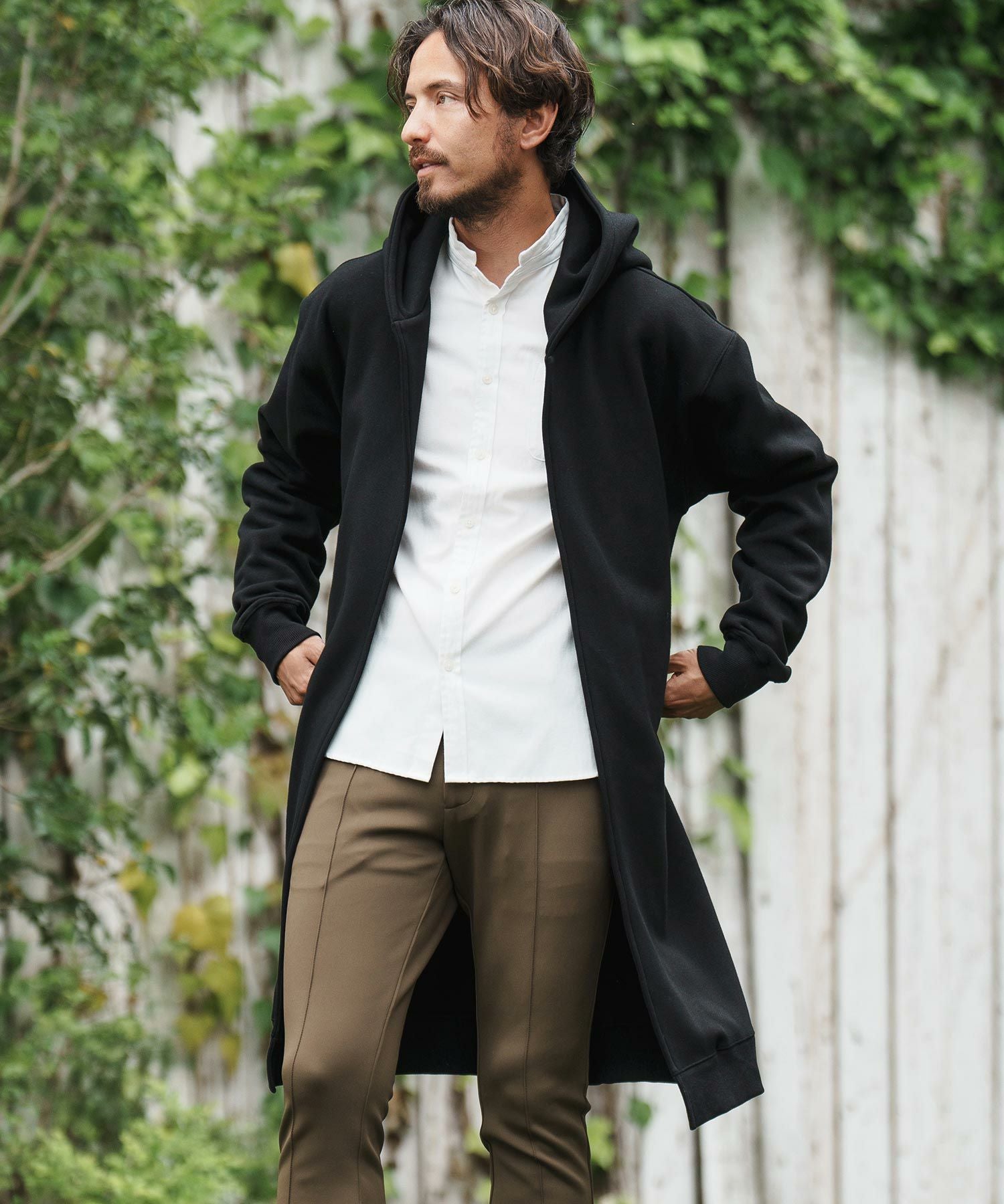 CAMBIO(カンビオ)】Back Shaggy Cardboard Knit Buttonless Hooded