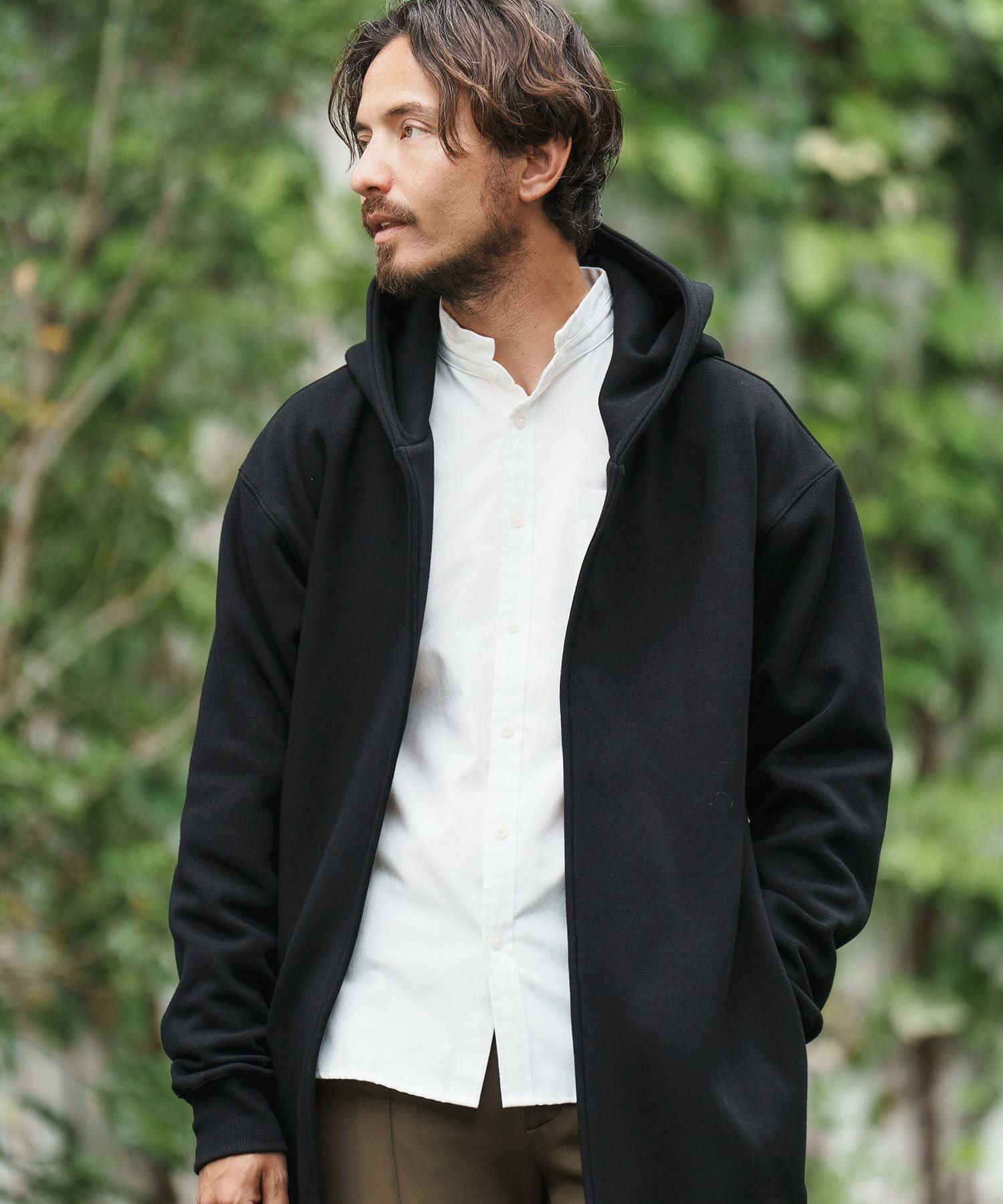 CAMBIO(カンビオ)】Back Shaggy Cardboard Knit Buttonless Hooded