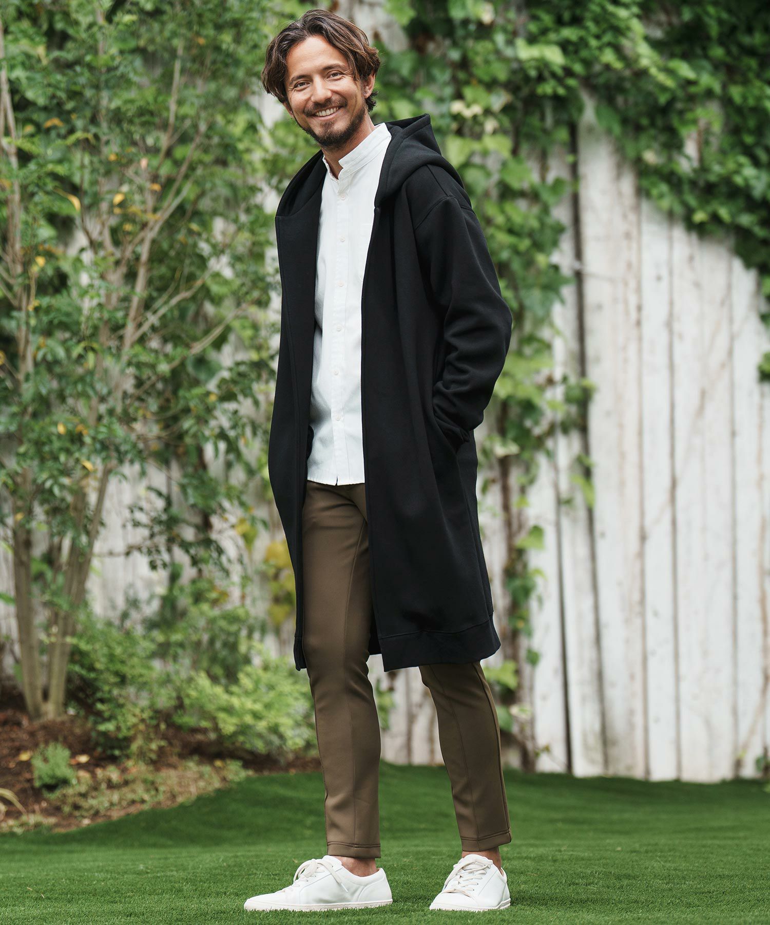 CAMBIO(カンビオ)】Back Shaggy Cardboard Knit Buttonless Hooded