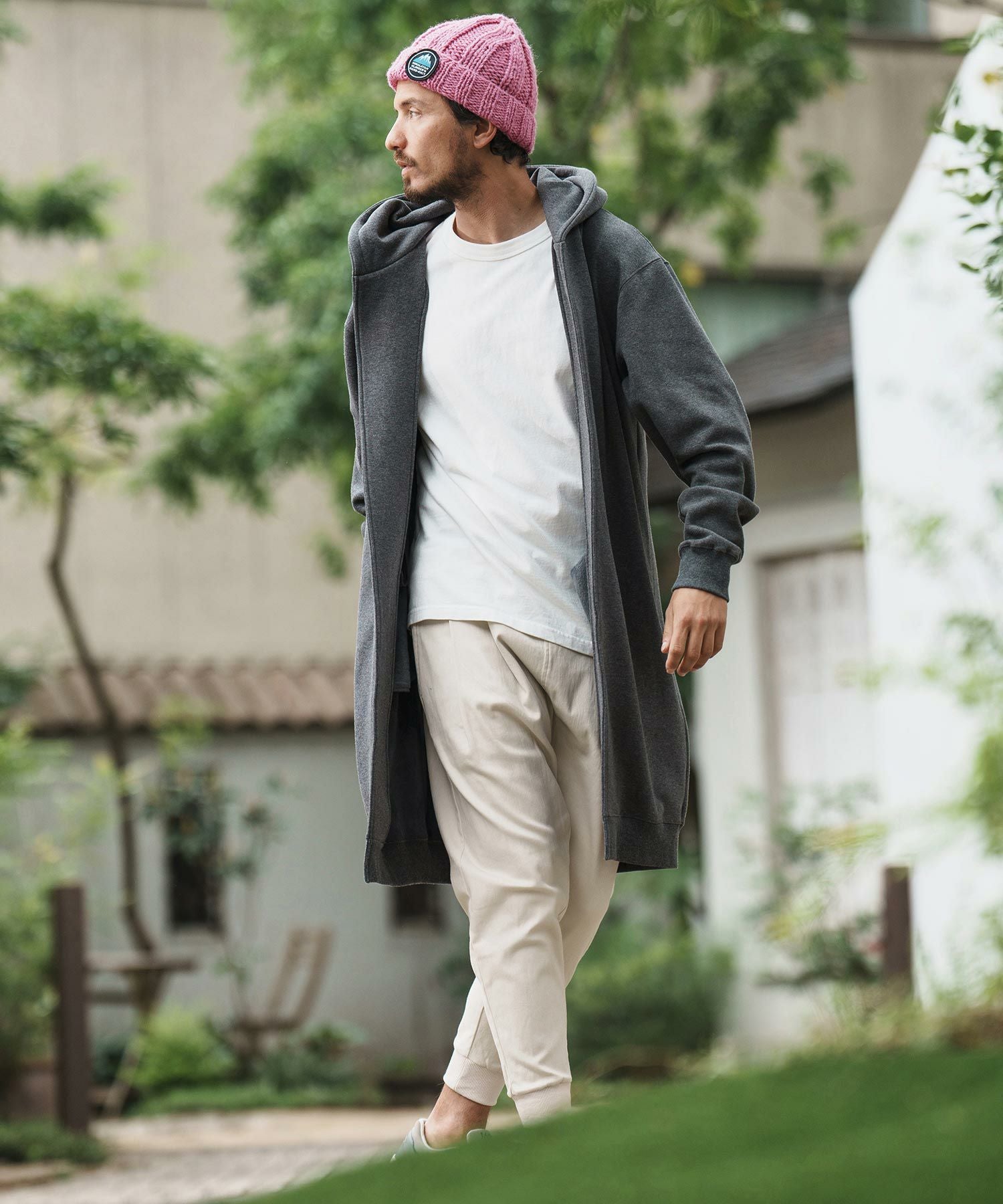 CAMBIO(カンビオ)】Back Shaggy Cardboard Knit Buttonless Hooded