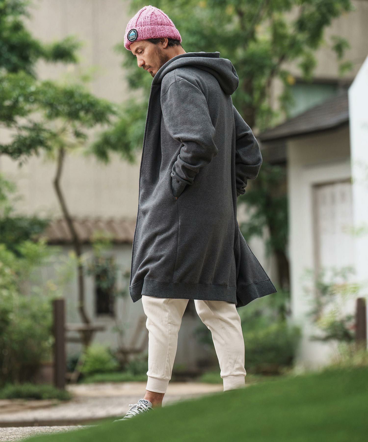 CAMBIO(カンビオ)】Back Shaggy Cardboard Knit Buttonless Hooded