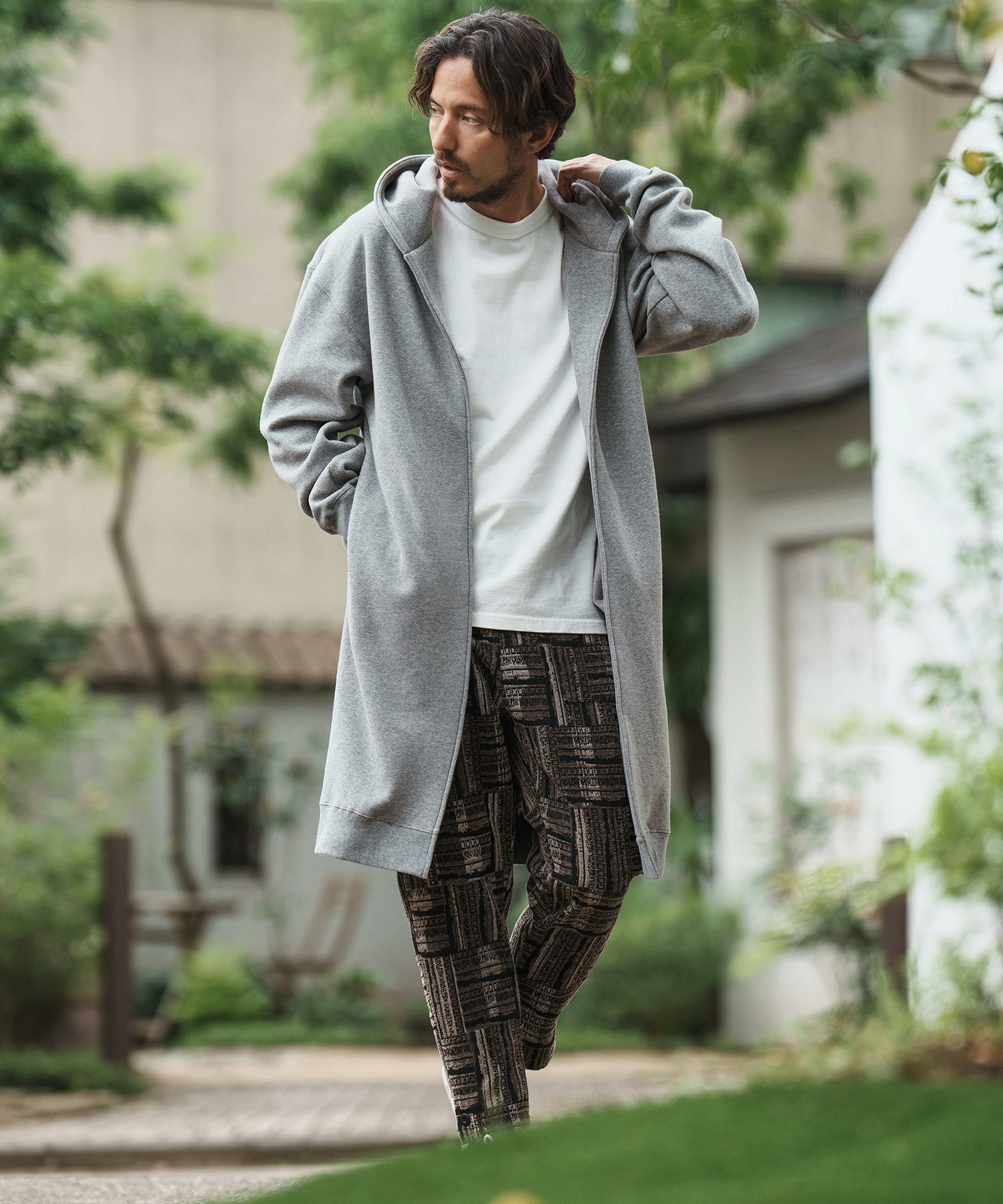 CAMBIO(カンビオ)】Back Shaggy Cardboard Knit Buttonless Hooded