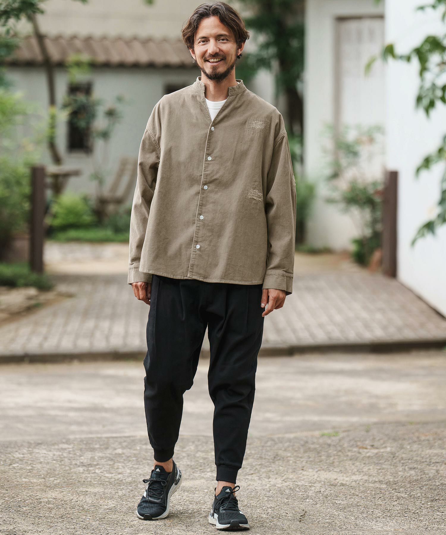コール&レスポンス　カンビオ　ギター　トガル　アロハ　ボーリングシャツ 50%OFF【CAMBIO(カンビオ)】Corduroy Distressed Band Collar Shirts