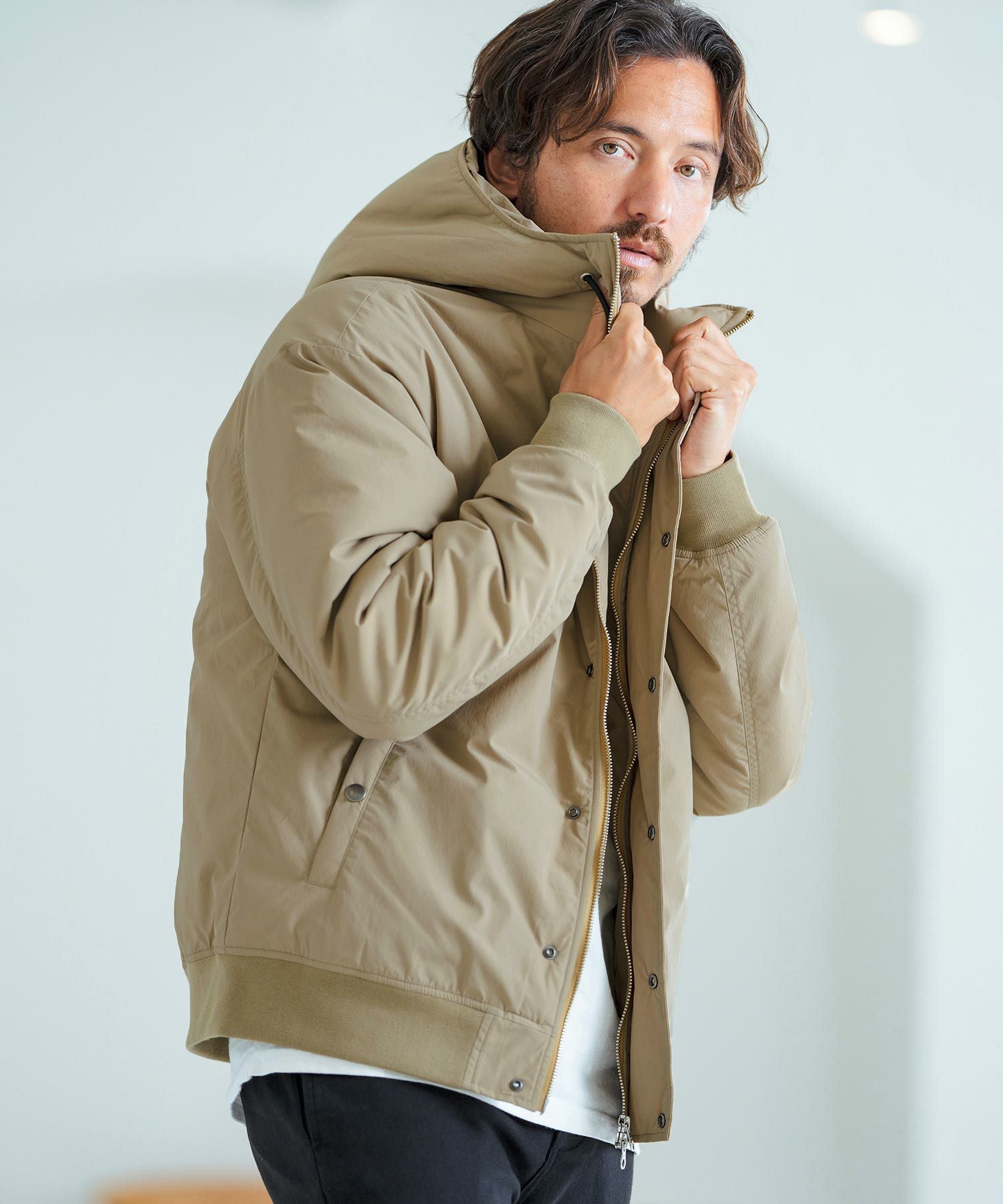 お値下げ致しました✨René ストライプジャケット ベージュ 30%OFF【Magine(マージン)】Nylon Rip-Stop Stretch N-2B Jacket