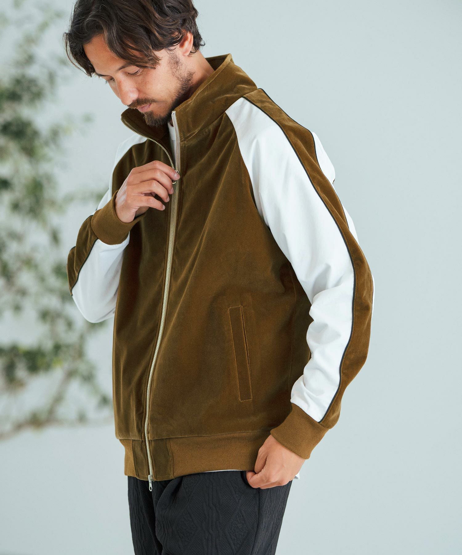 50%OFF【Magine(マージン)】Sleeve Line Velor Stand Blouson