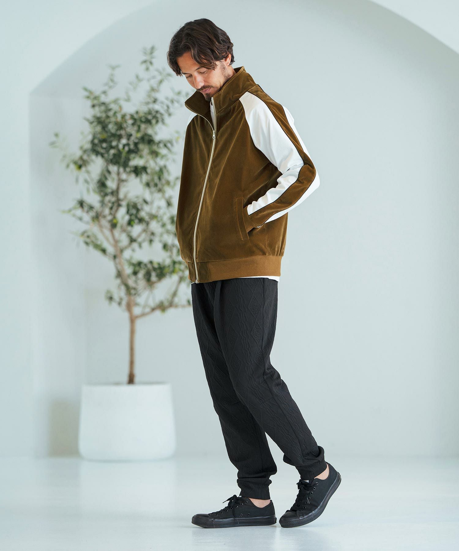 50%OFF【Magine(マージン)】Sleeve Line Velor Stand Blouson