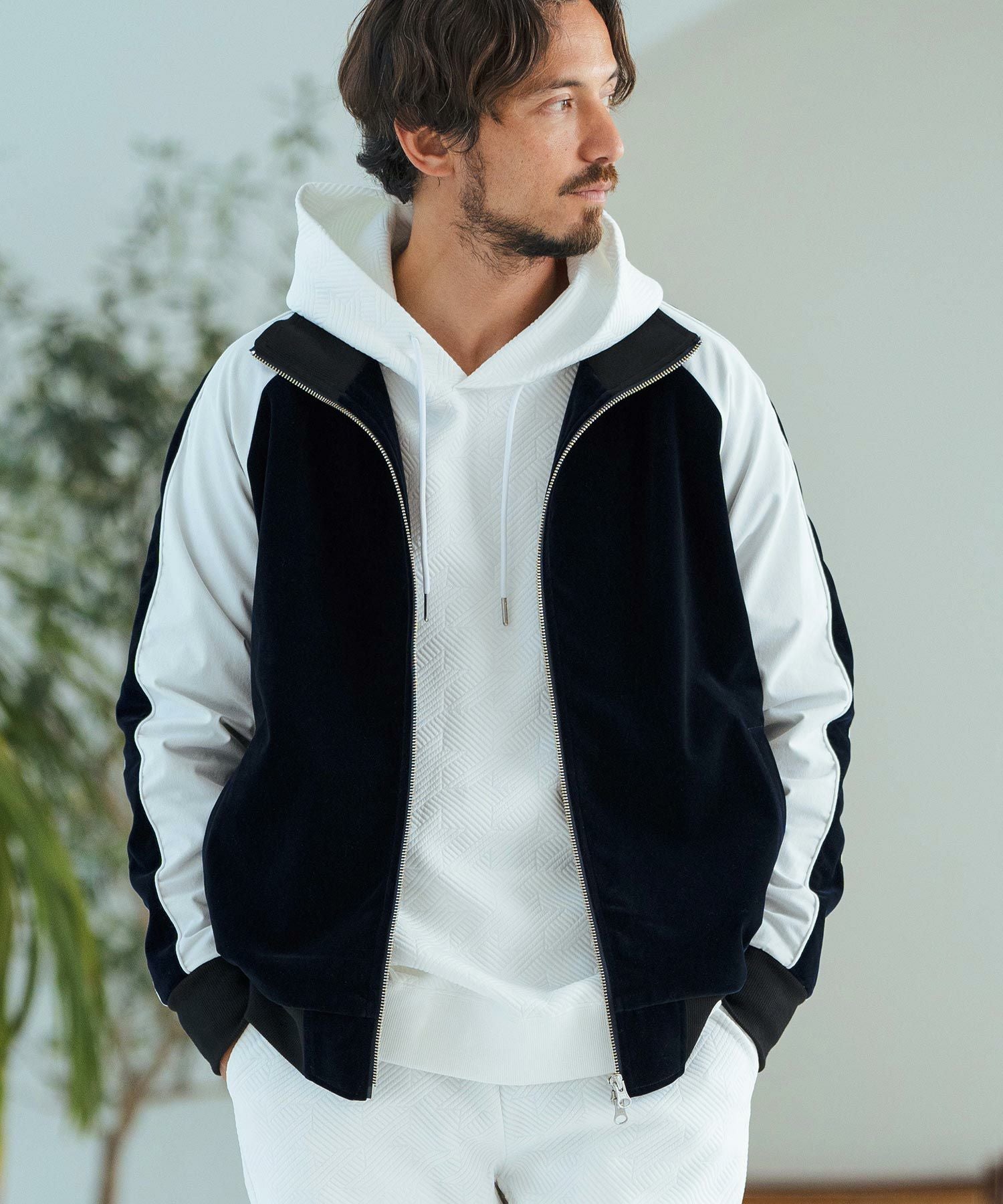 50%OFF【Magine(マージン)】Sleeve Line Velor Stand Blouson