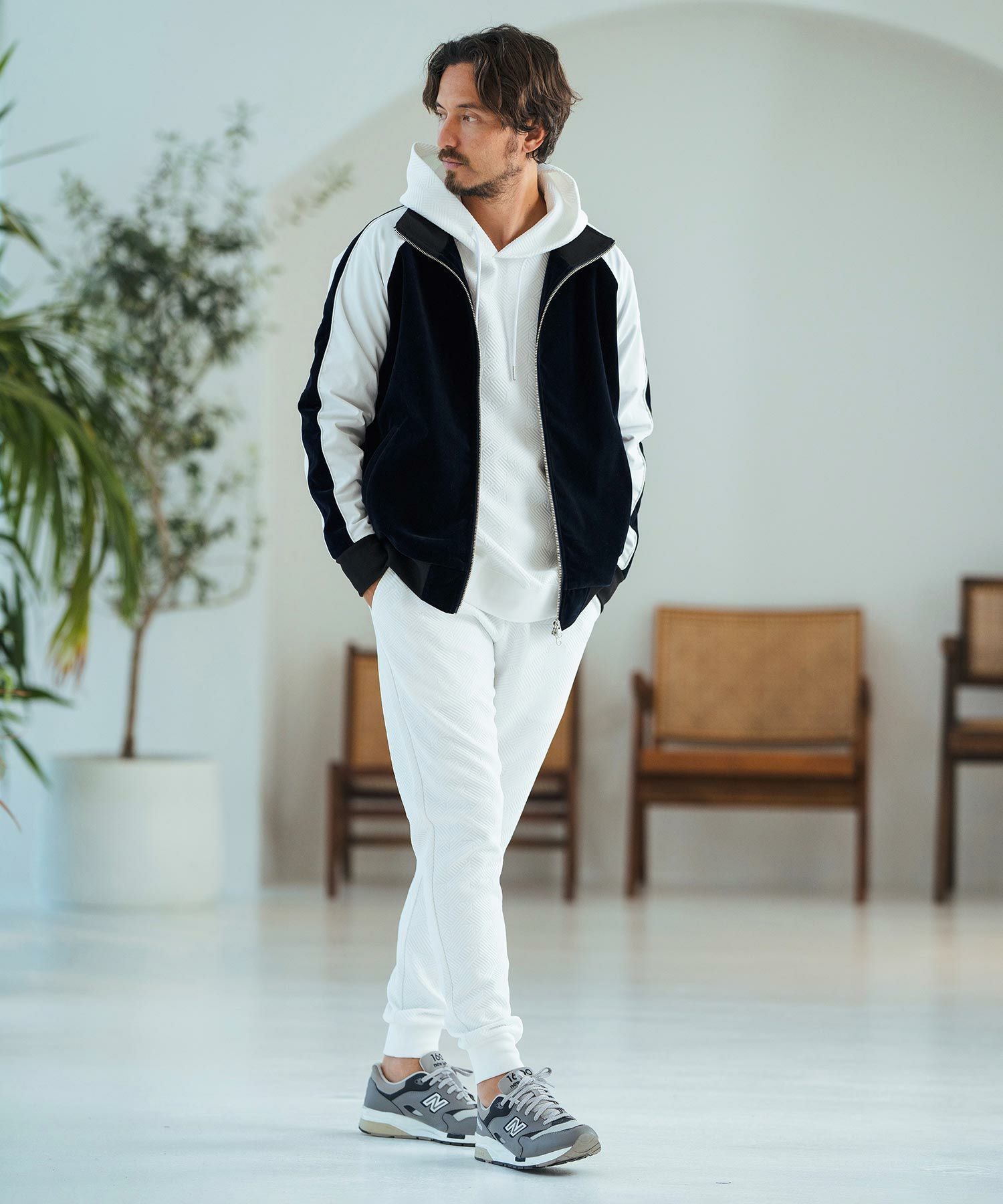 50%OFF【Magine(マージン)】Sleeve Line Velor Stand Blouson