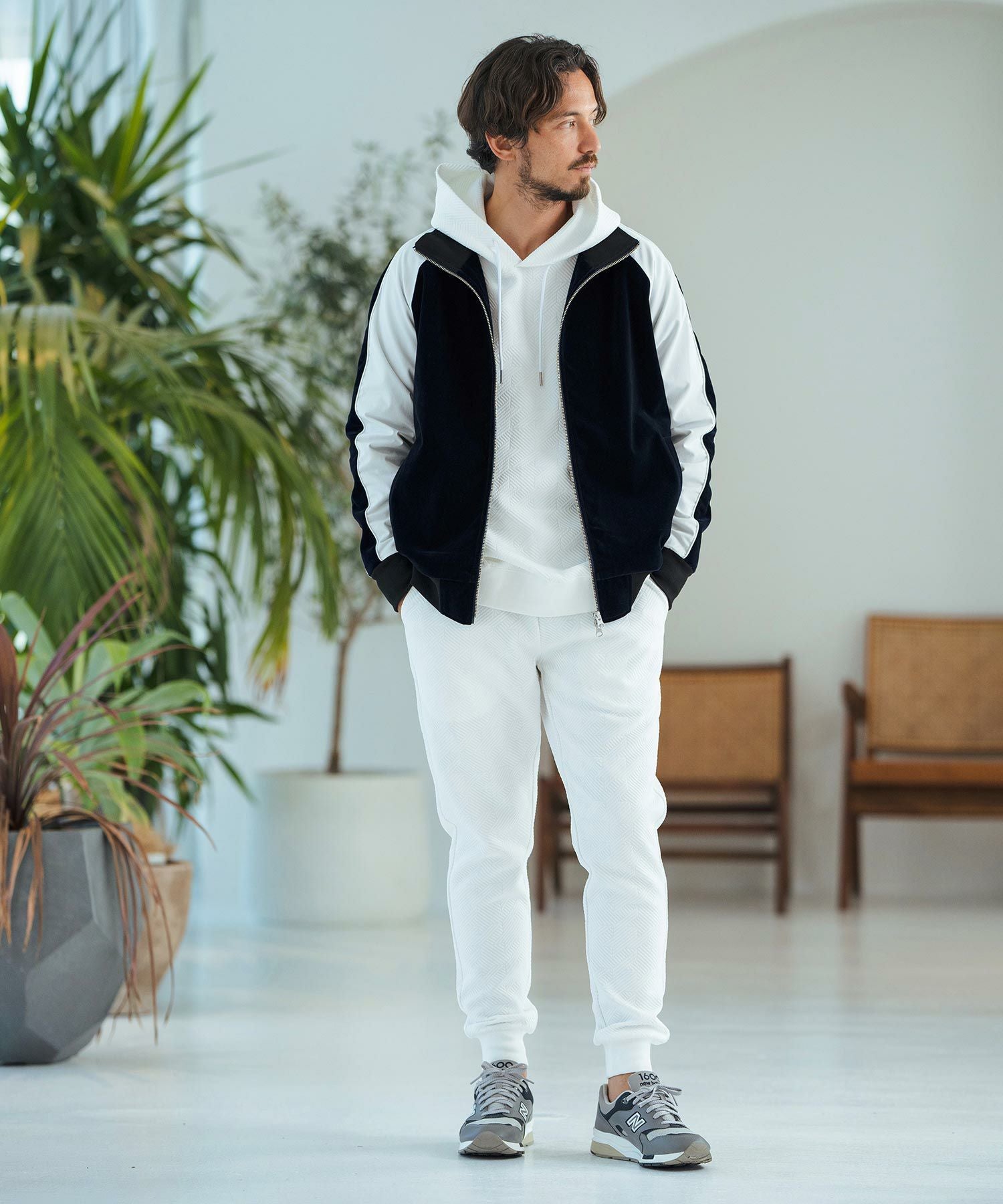 50%OFF【Magine(マージン)】Sleeve Line Velor Stand Blouson