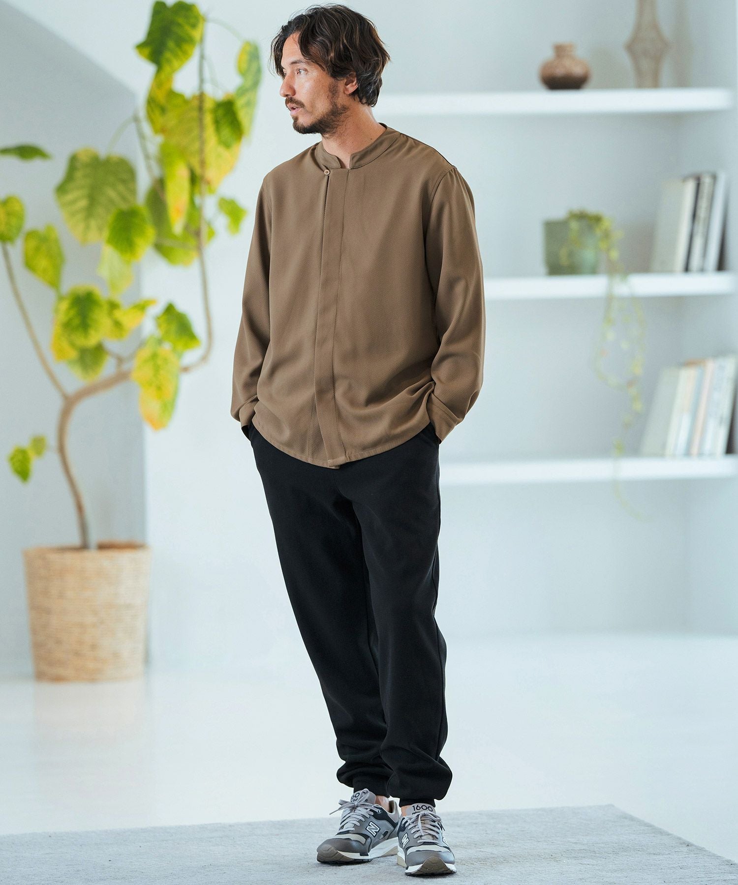 30%OFF【Magine(マージン)】Mao-collar Fly Front Long Sleeve Shirt