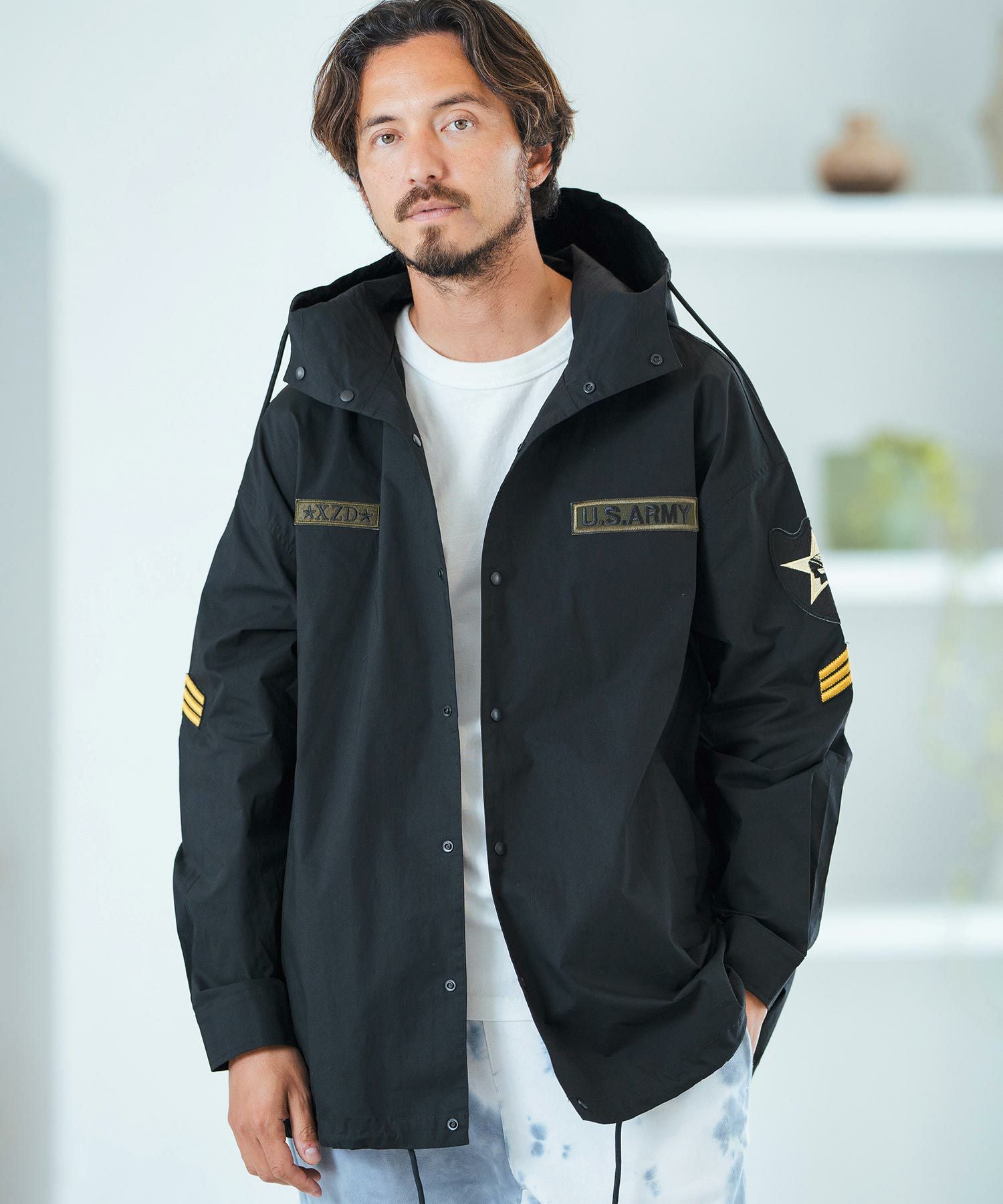50%OFF【Magine(マージン)】Military Motif Design Hooded Shirt