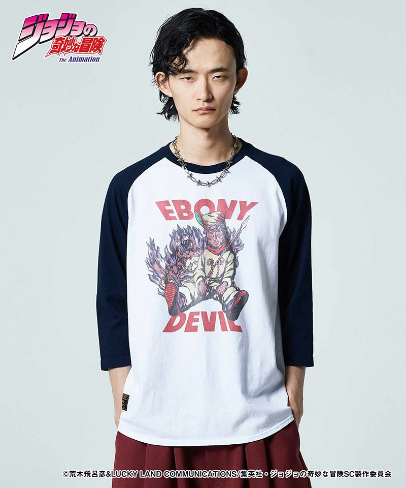 ultra-violence×ジョジョの奇妙な冒険 Tシャツ エボニーデビル glamb(グラム)】Ebony Devil Raglan Cutsew エボニーデビルラグラン