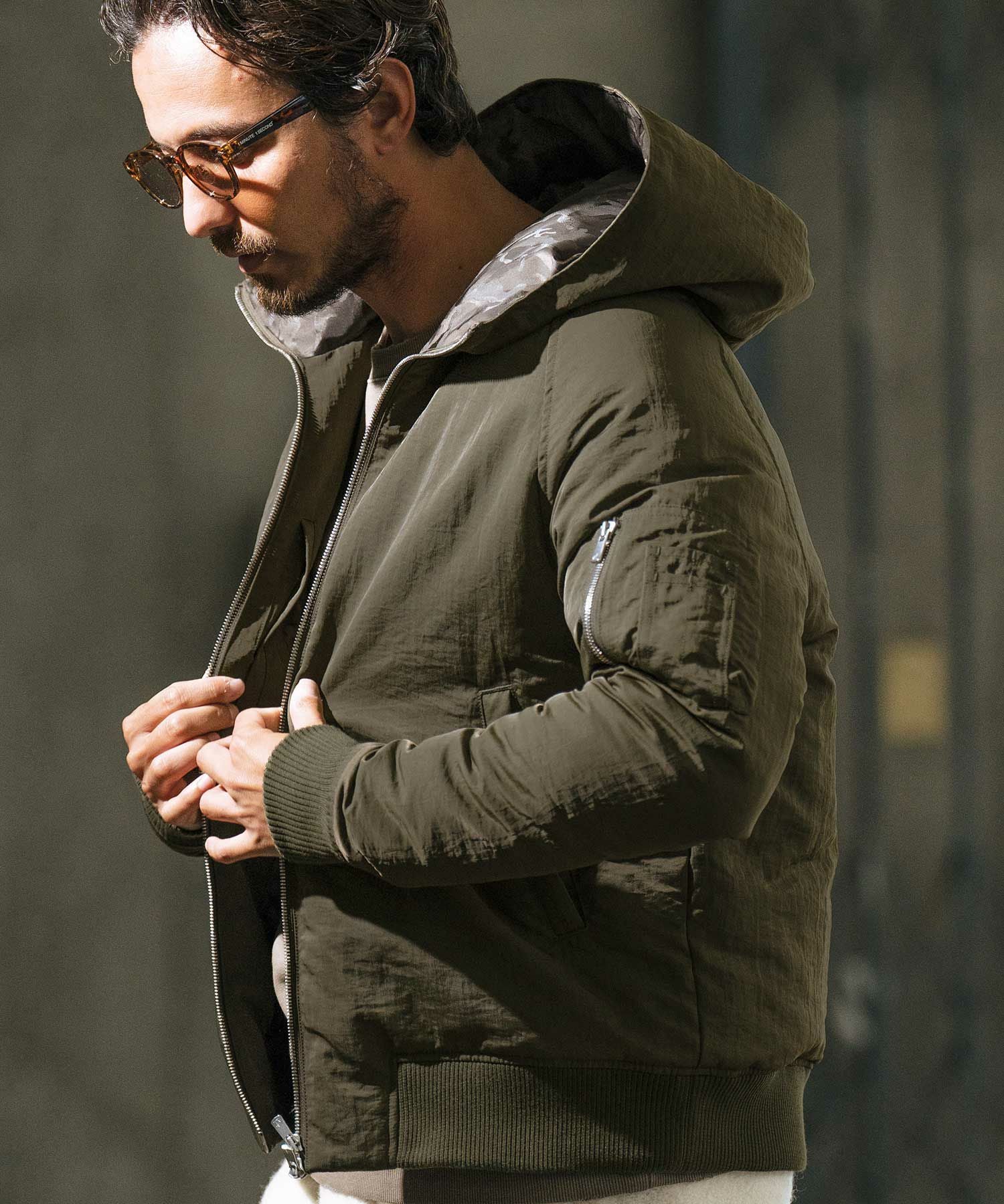 30%OFF【wjk reluxe】washer nylon Thinsulate hooded MA-1 jacket
