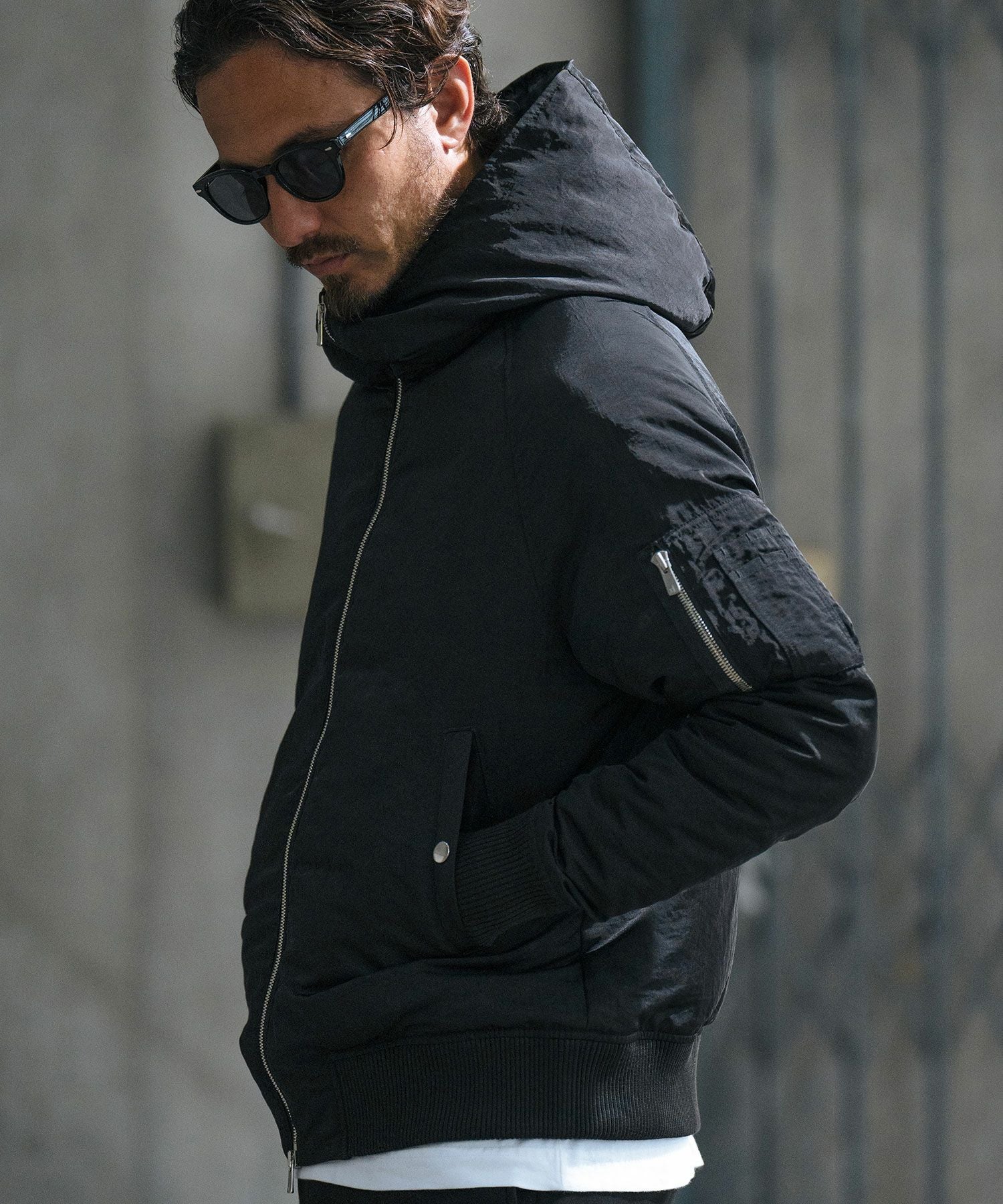 30%OFF【wjk reluxe】washer nylon Thinsulate hooded MA-1 jacket