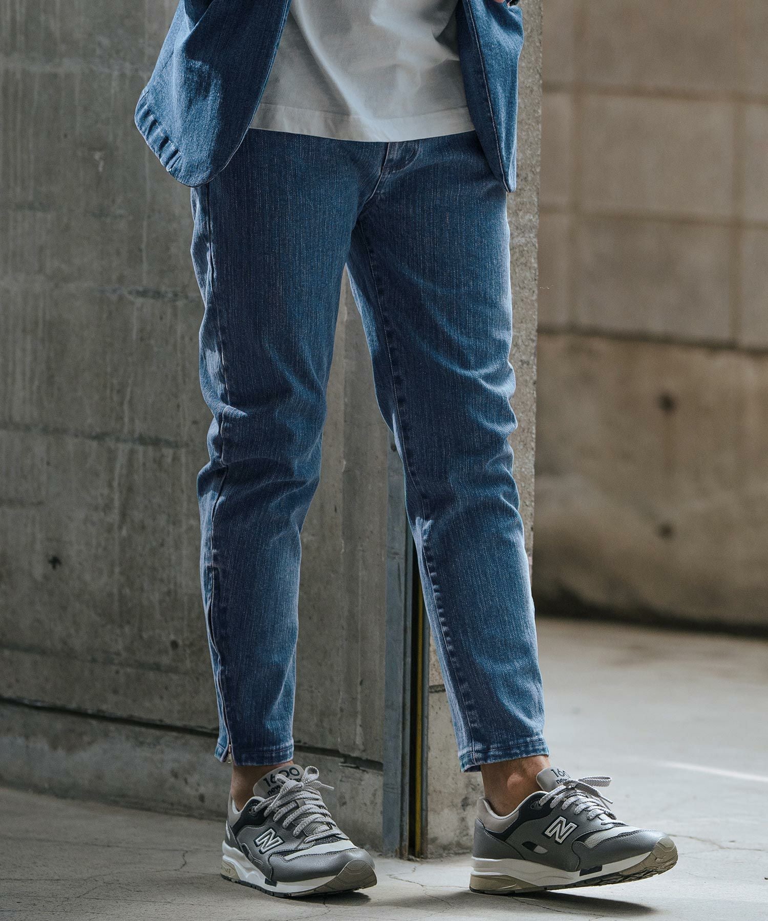 30%OFF【wjk reluxe】stretch slub denim hem zip pants デニムパンツ