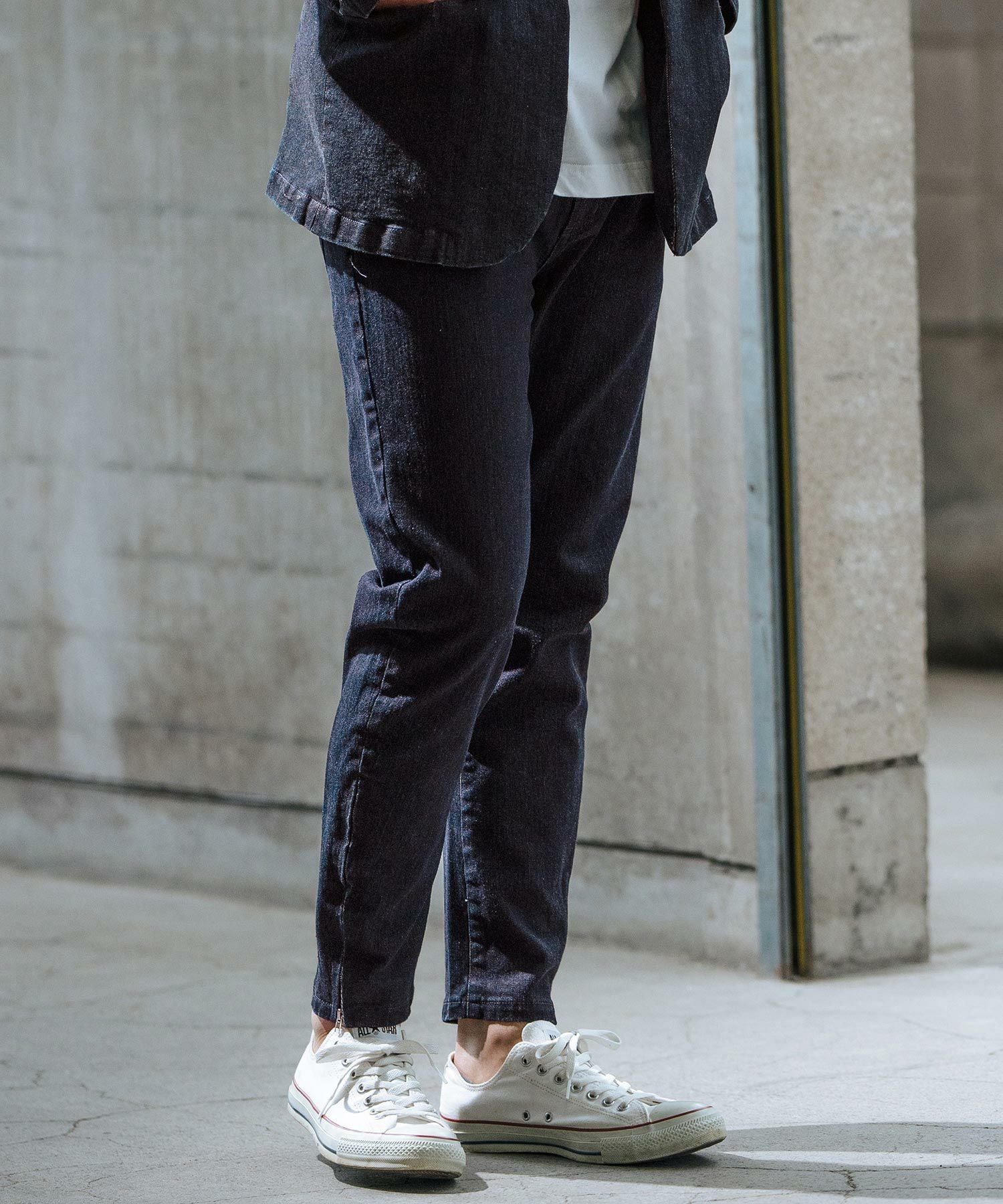 30%OFF【wjk reluxe】stretch slub denim hem zip pants デニムパンツ