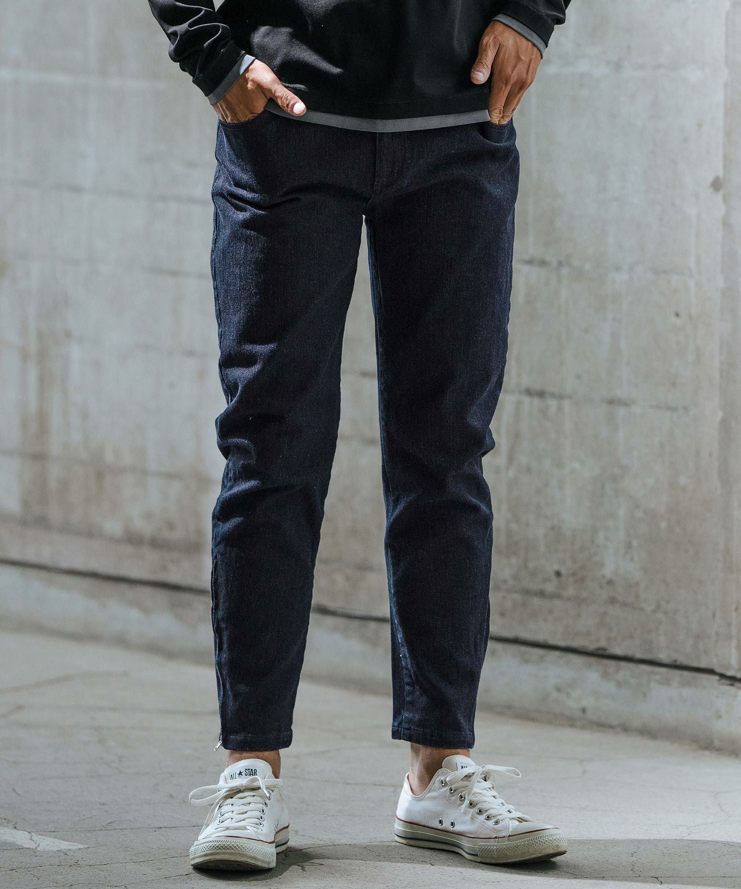 30%OFF【wjk reluxe】stretch slub denim hem zip pants デニムパンツ