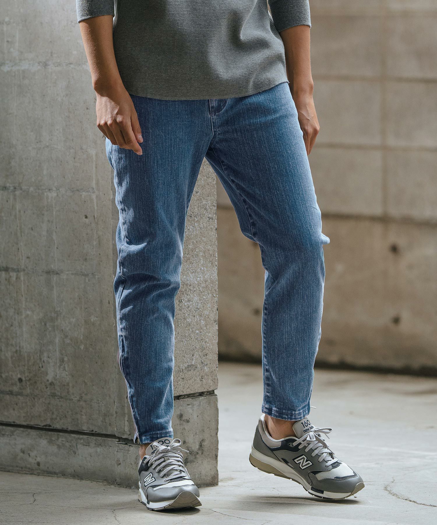 30%OFF【wjk reluxe】stretch slub denim hem zip pants デニムパンツ