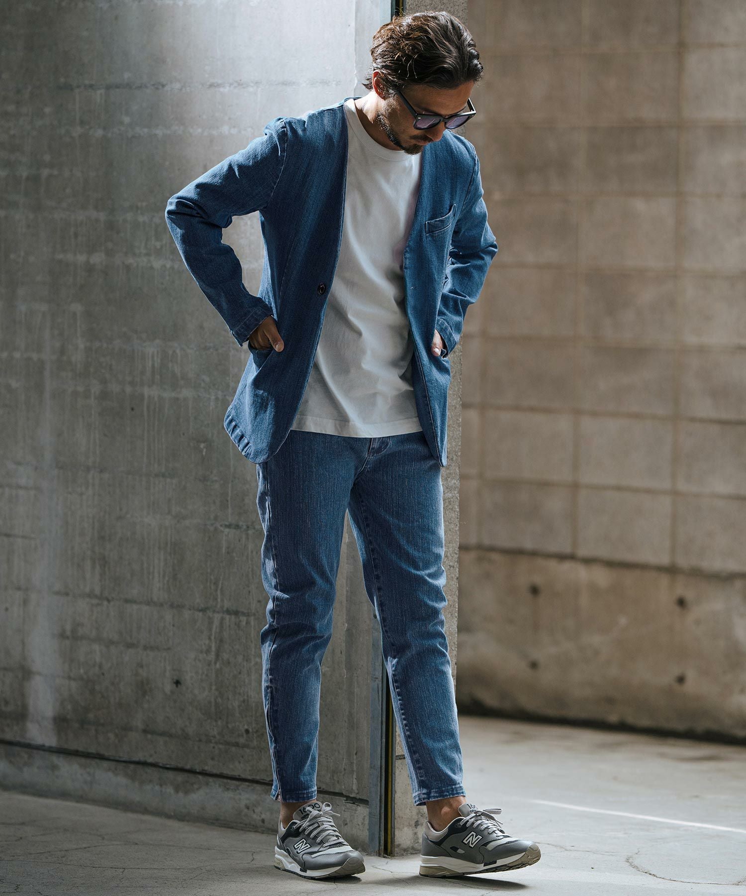 30%OFF【wjk reluxe】stretch slub denim hem zip pants デニムパンツ