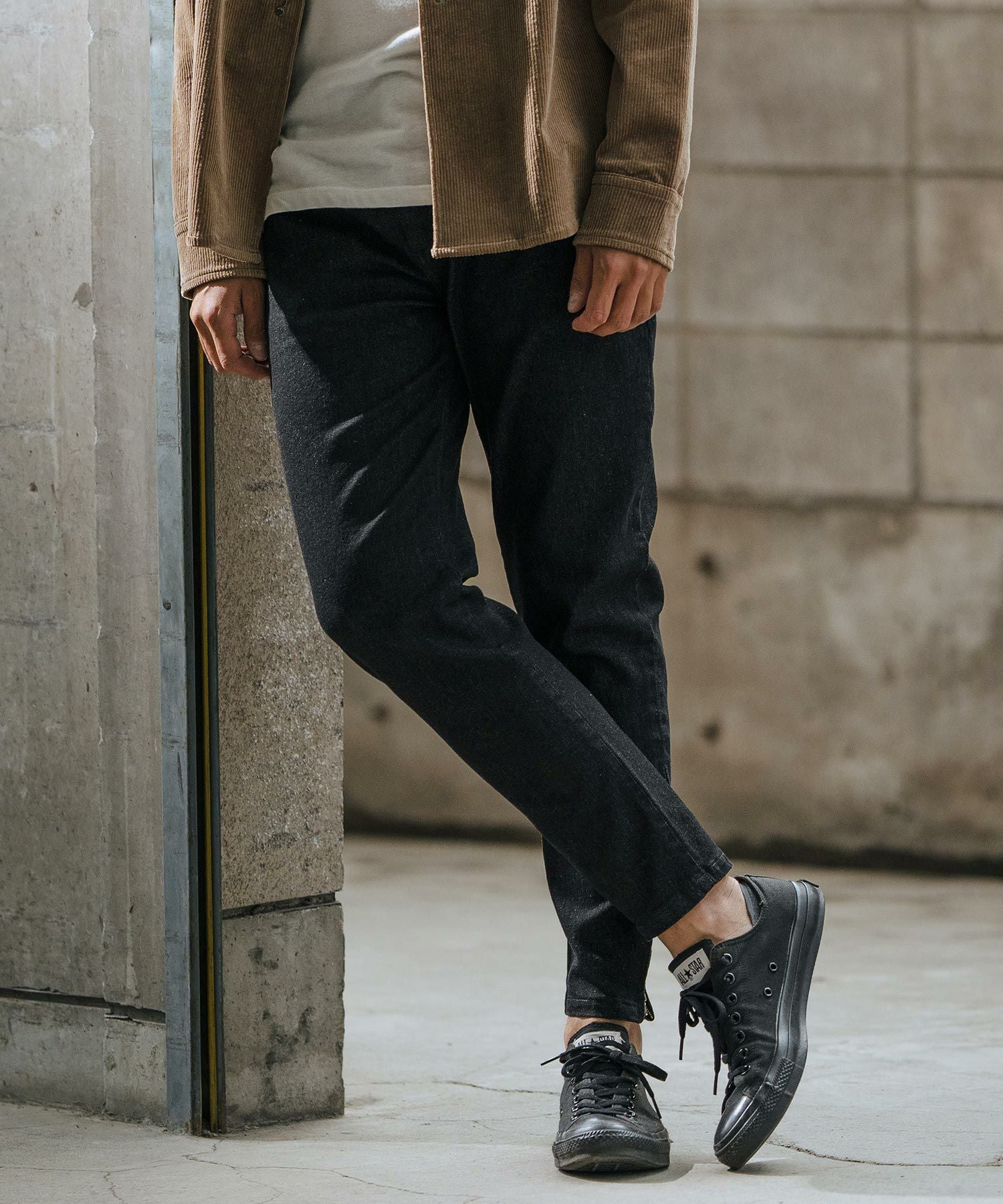 30%OFF【wjk reluxe】stretch slub denim hem zip pants デニムパンツ