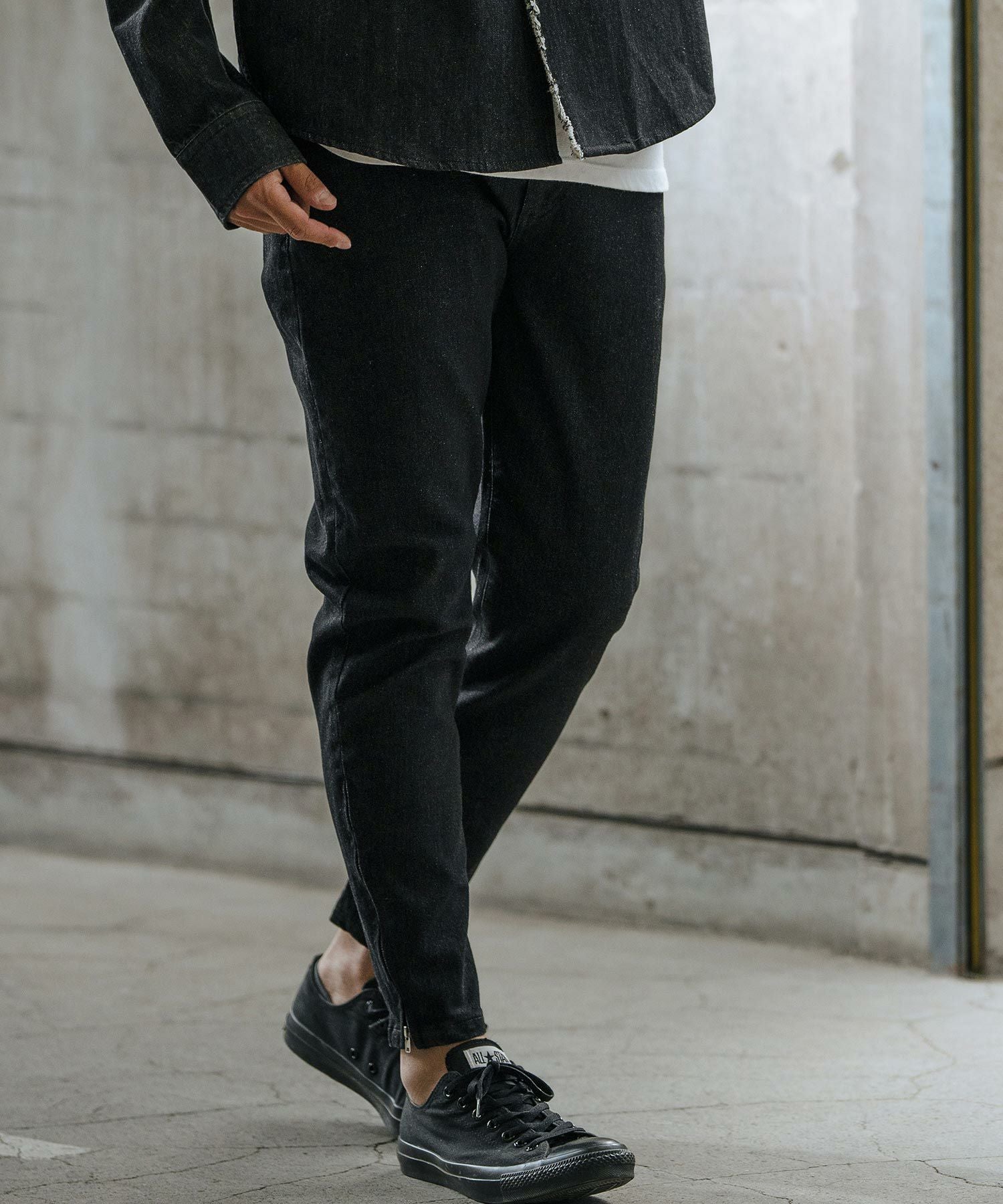 30%OFF【wjk reluxe】stretch slub denim hem zip pants デニムパンツ