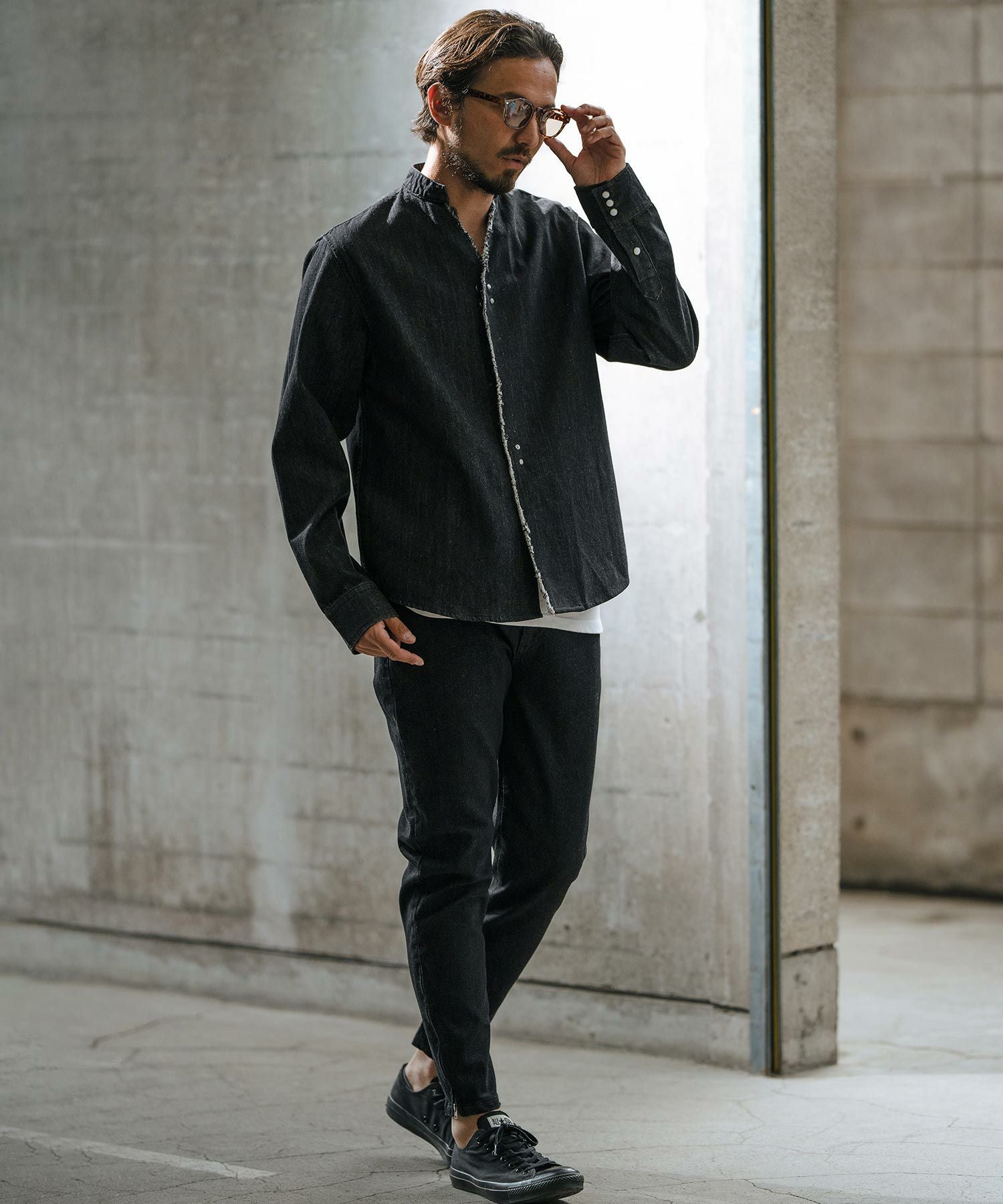 30%OFF【wjk reluxe】stretch slub denim hem zip pants デニムパンツ