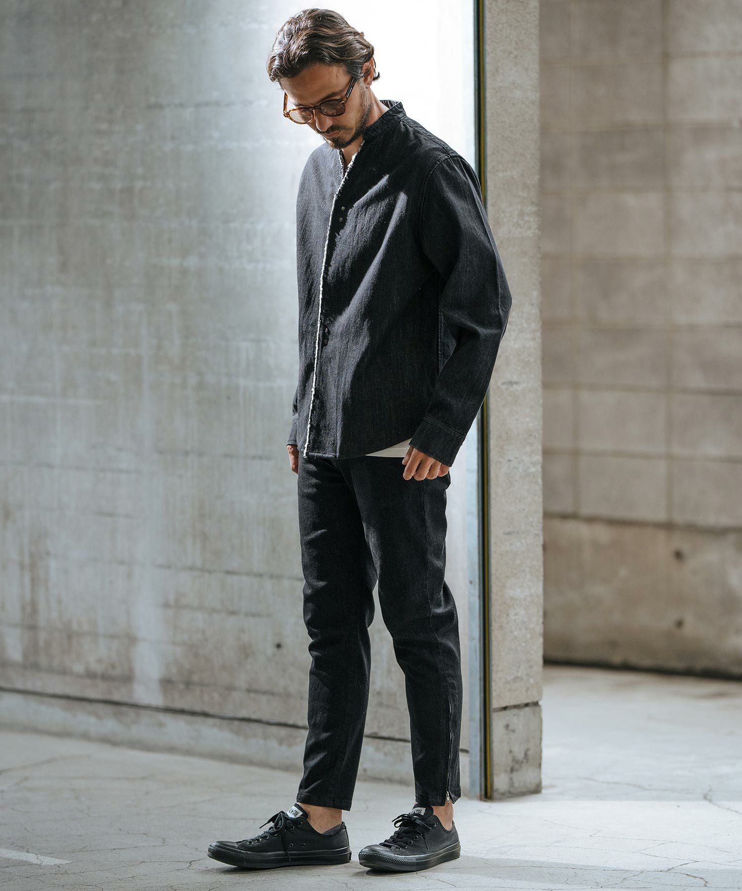 30%OFF【wjk reluxe】stretch slub denim hem zip pants デニムパンツ
