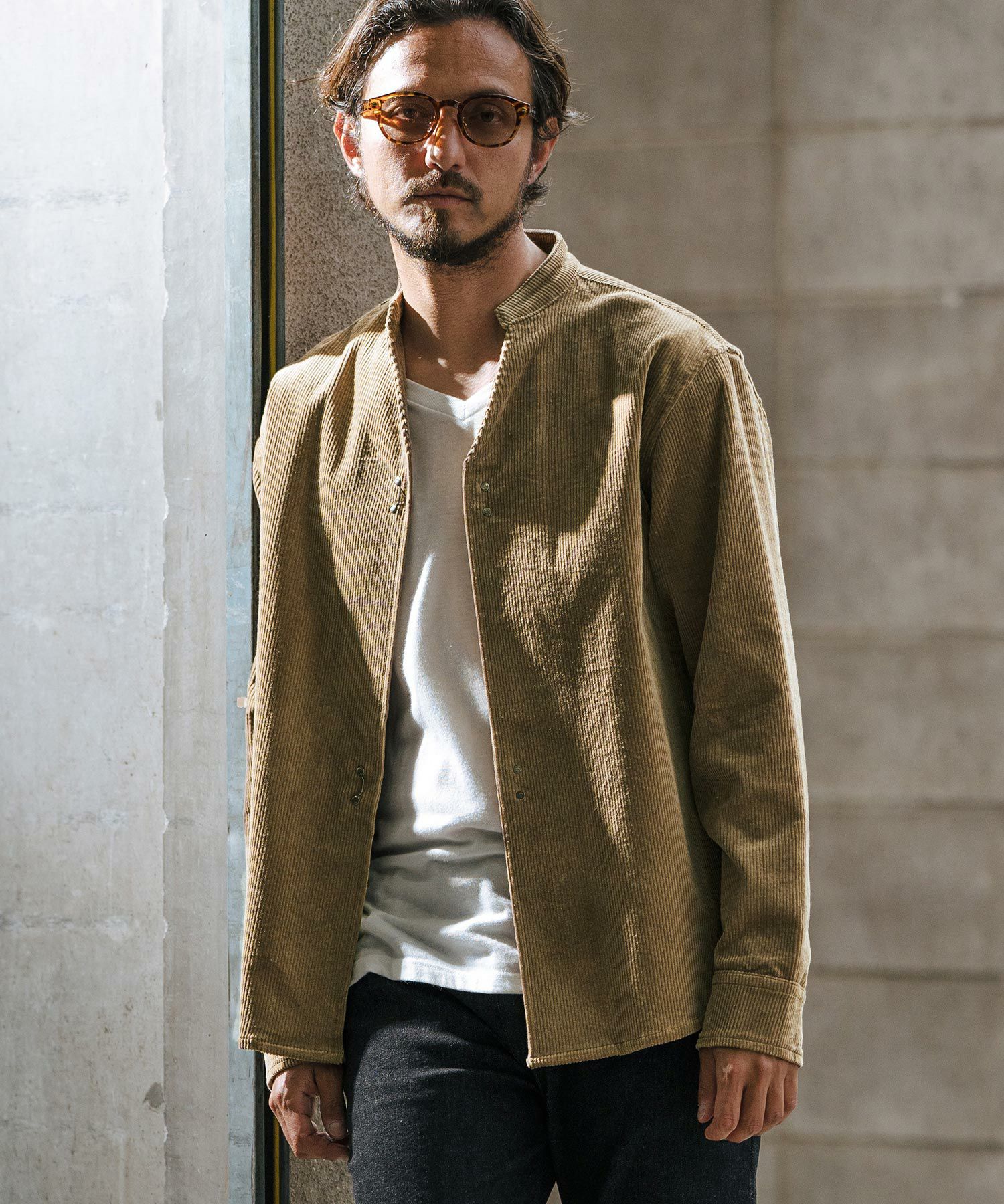 30%OFF【wjk reluxe】corduroy hook band collar shirt コーデュロイ