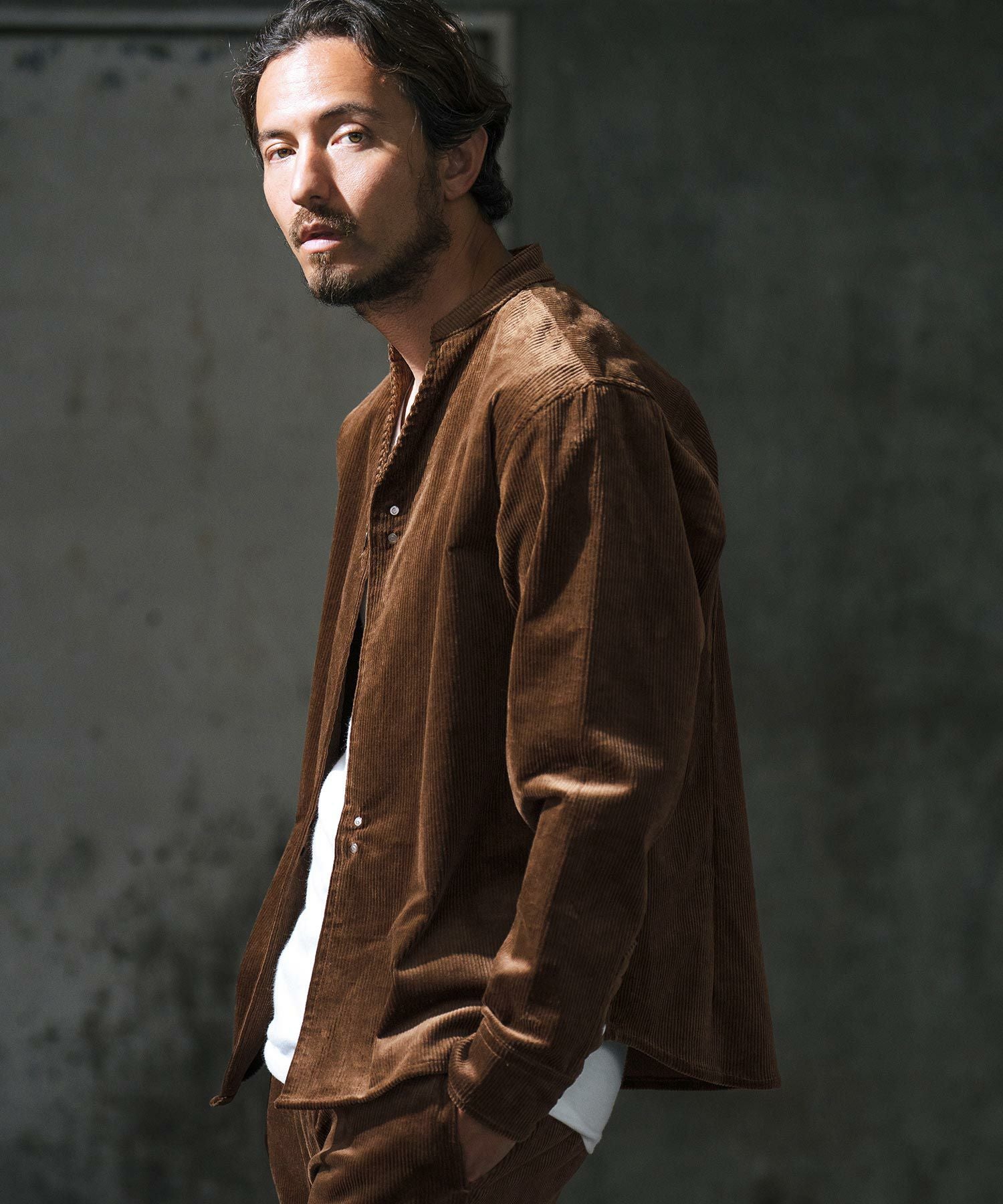 50%OFF【wjk reluxe】corduroy hook band collar shirt コーデュロイ