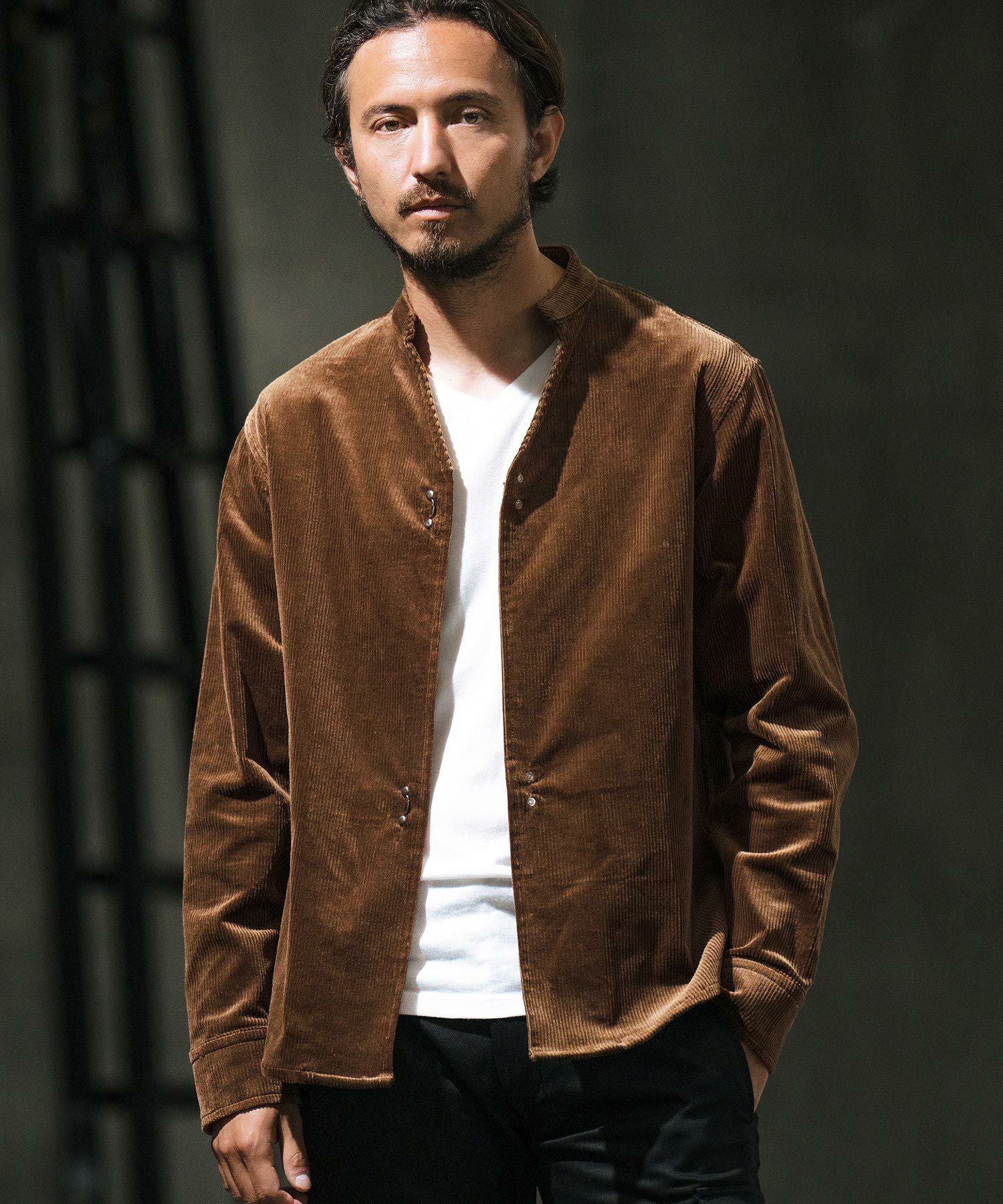 30%OFF【wjk reluxe】corduroy hook band collar shirt コーデュロイ