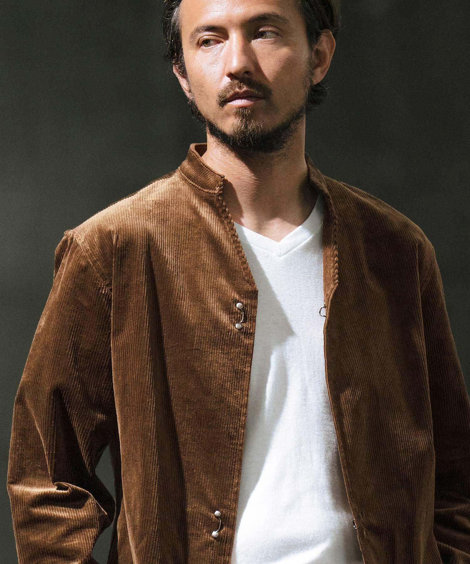 50%OFF【wjk reluxe】corduroy hook band collar shirt コーデュロイ