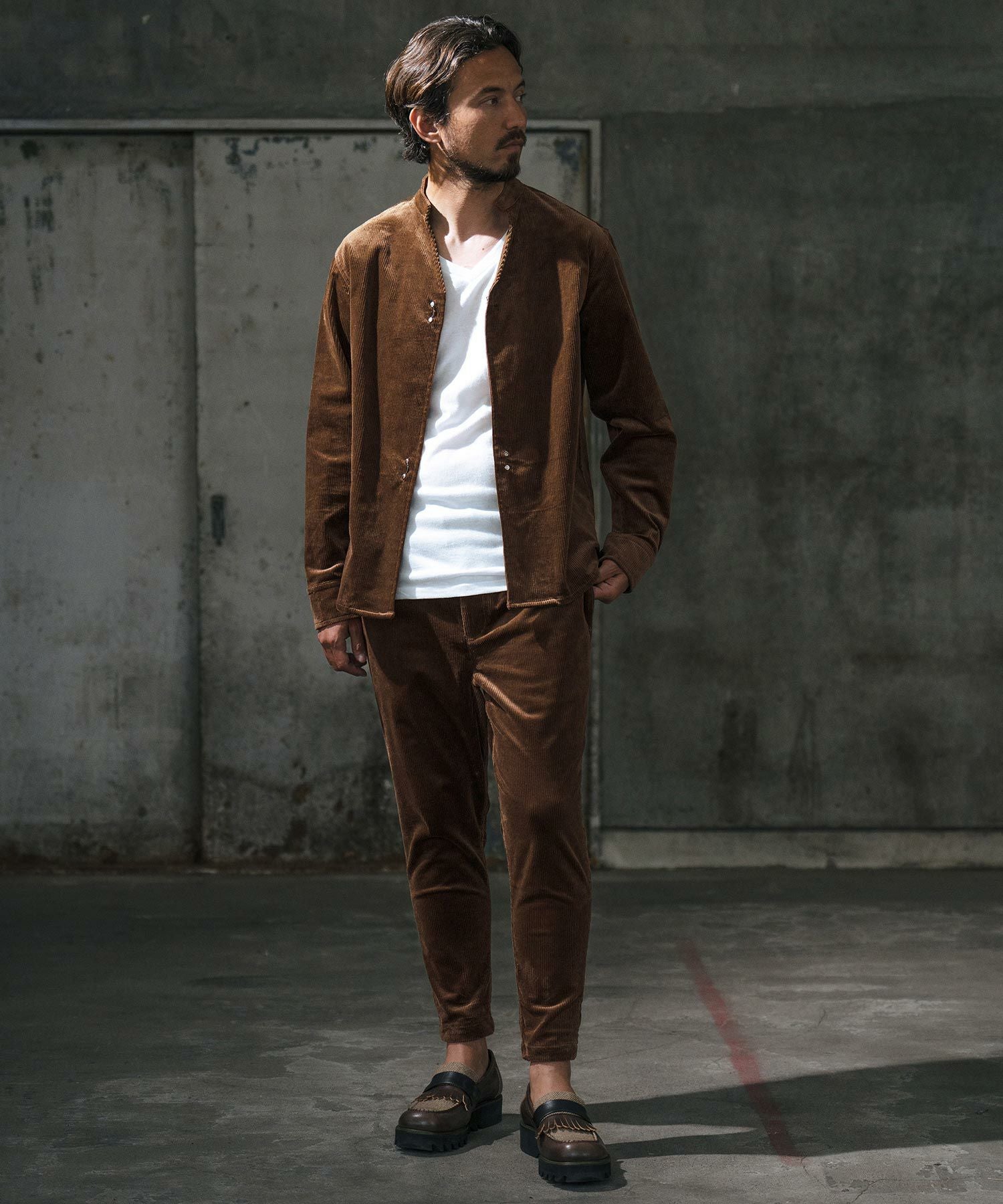 30%OFF【wjk reluxe】corduroy hook band collar shirt コーデュロイ