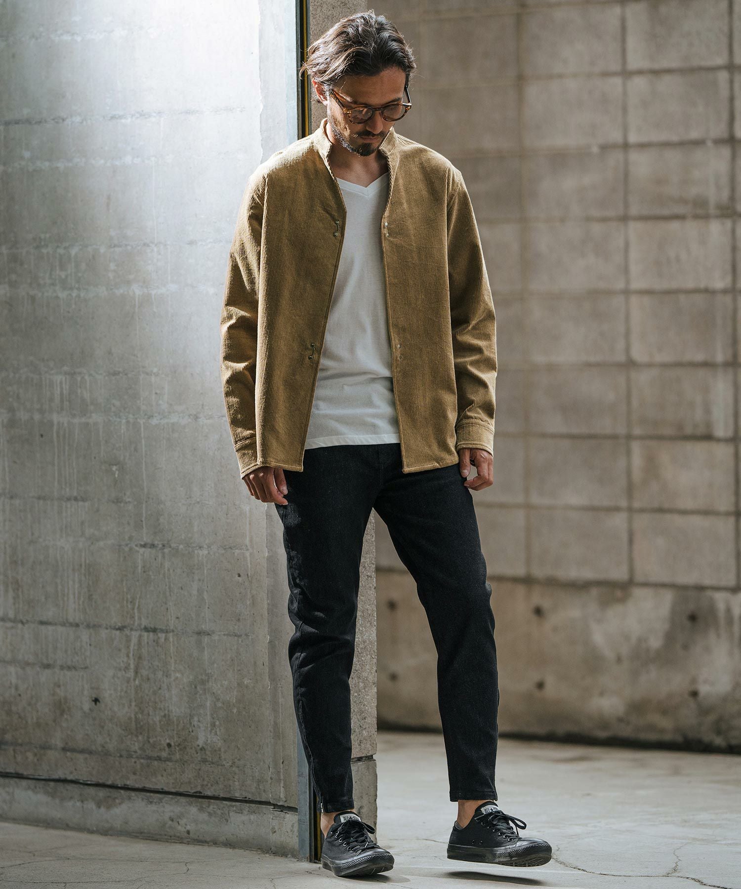 30%OFF【wjk reluxe】corduroy hook band collar shirt コーデュロイ