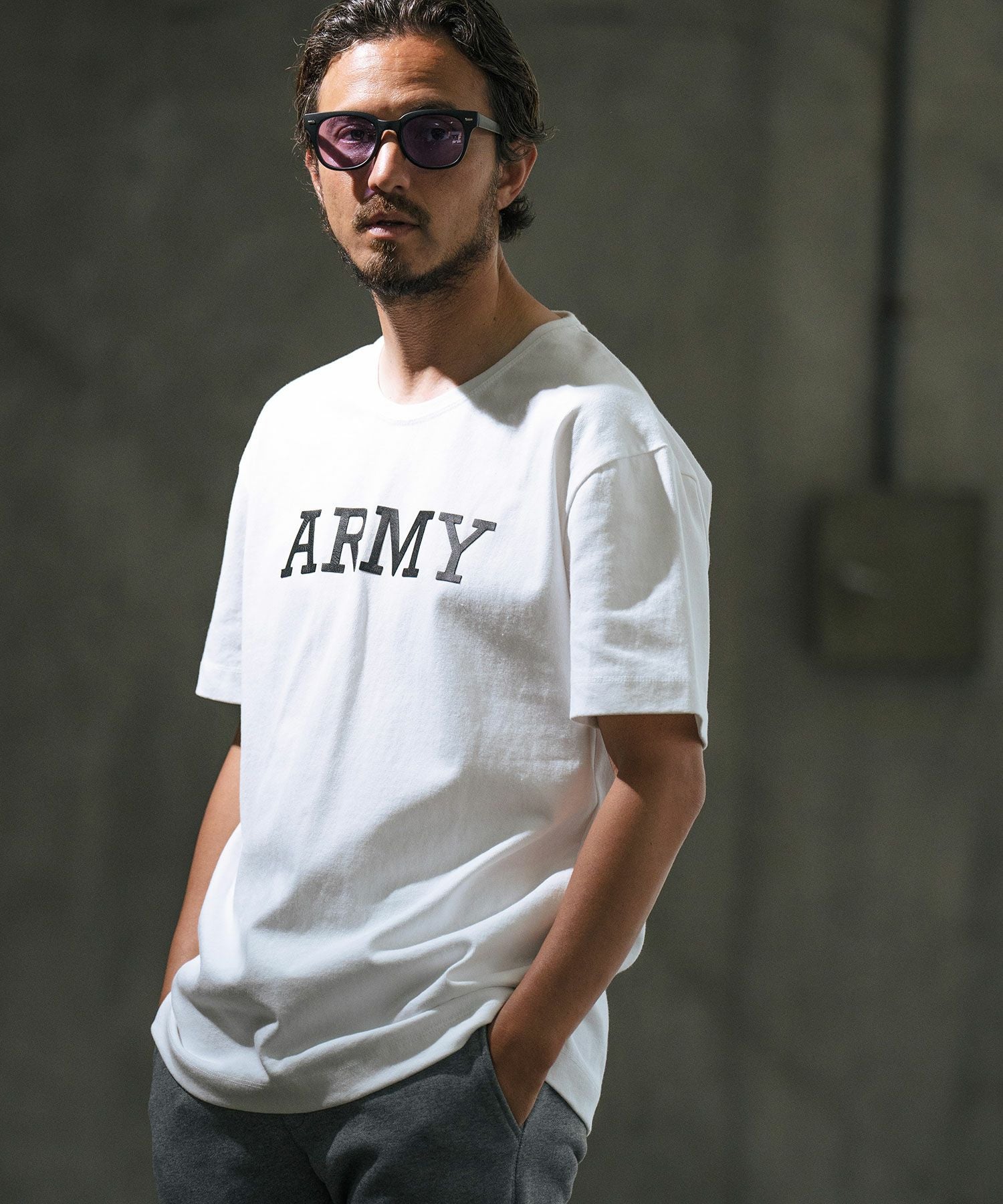 50%OFF【wjk reluxe】leather ARMY logo tee Tシャツ(WR-242-1-009