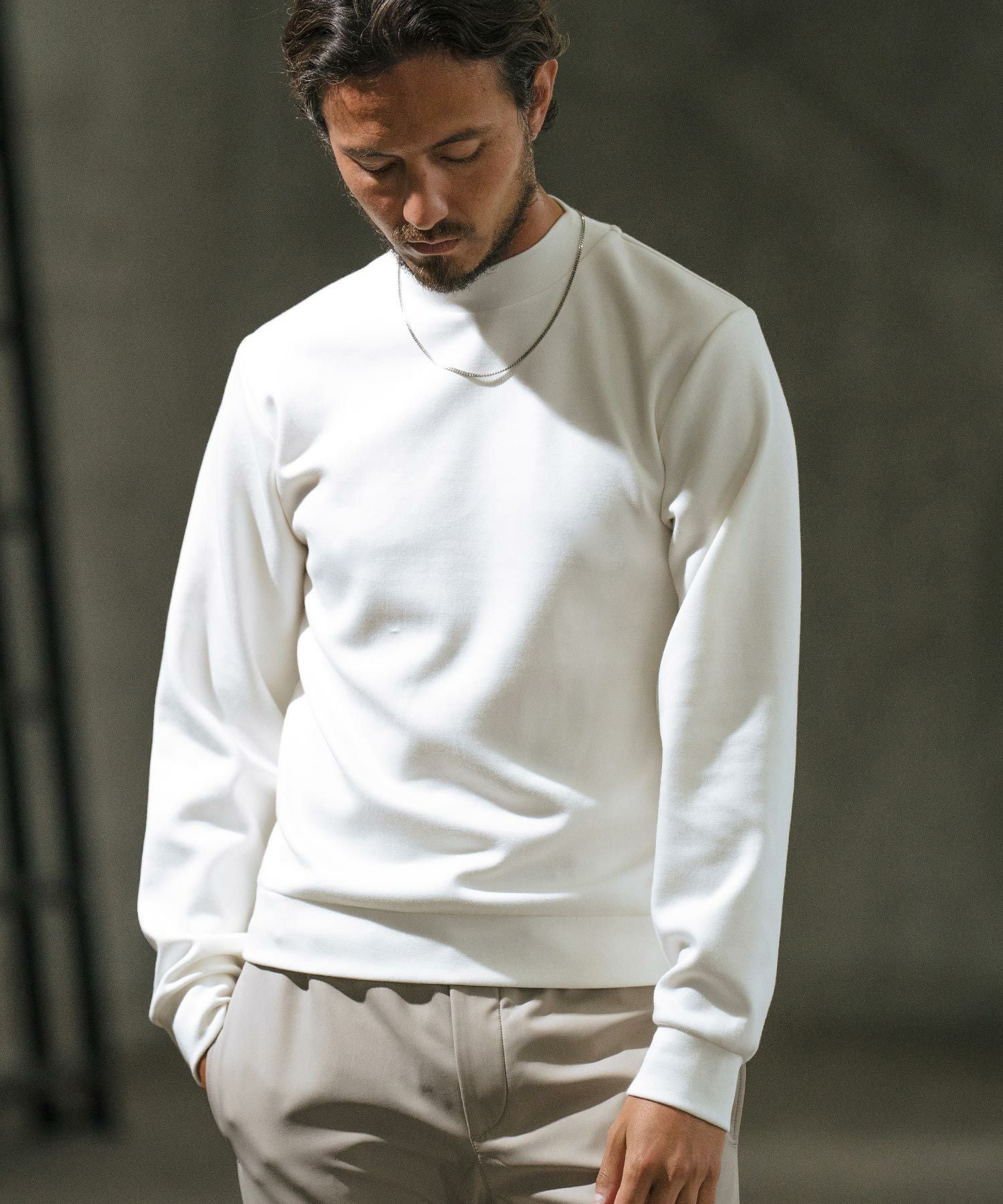 50%OFF【wjk reluxe】high gauge double knit mock neck cut sew
