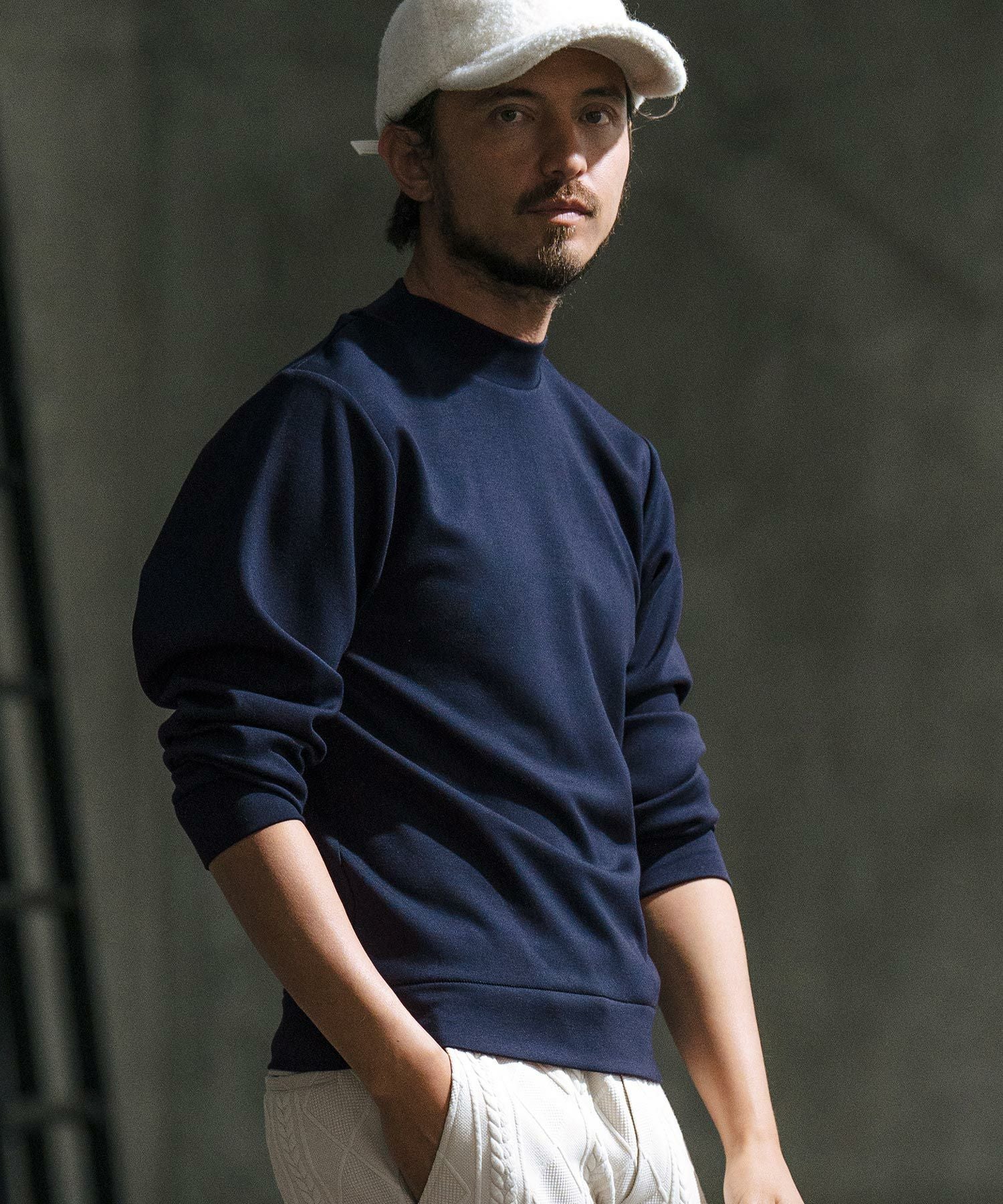 50%OFF【wjk reluxe】high gauge double knit mock neck cut sew
