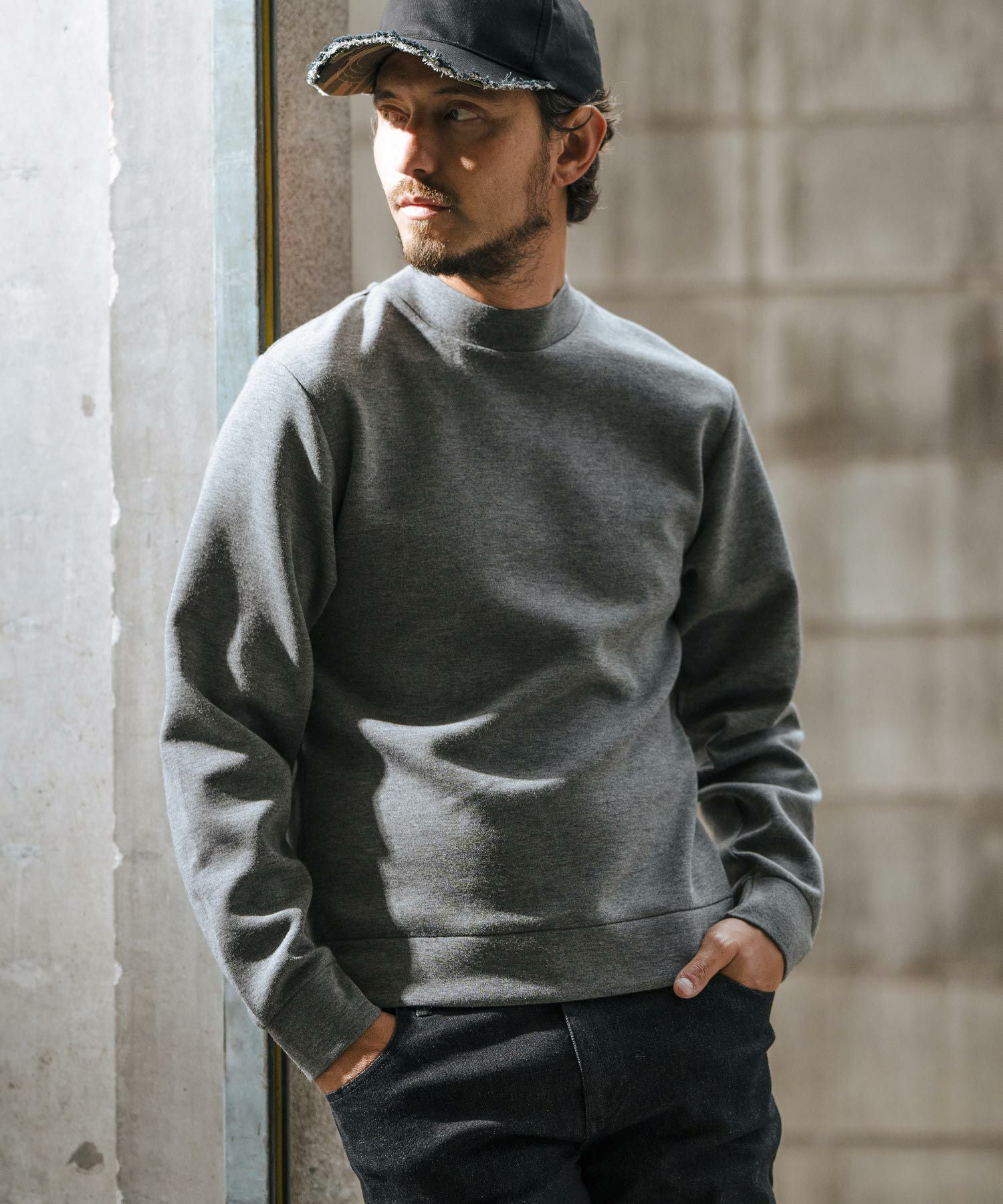 50%OFF【wjk reluxe】high gauge double knit mock neck cut sew