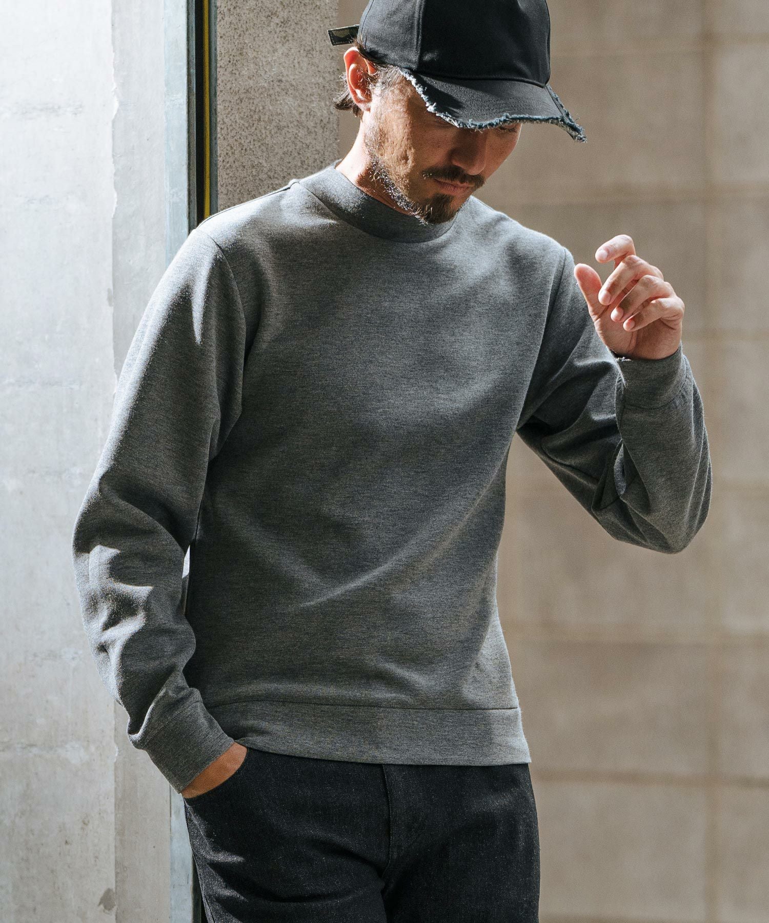 50%OFF【wjk reluxe】high gauge double knit mock neck cut sew