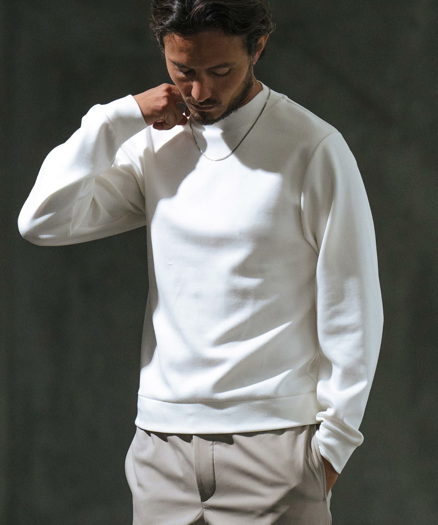 50%OFF【wjk reluxe】high gauge double knit mock neck cut sew