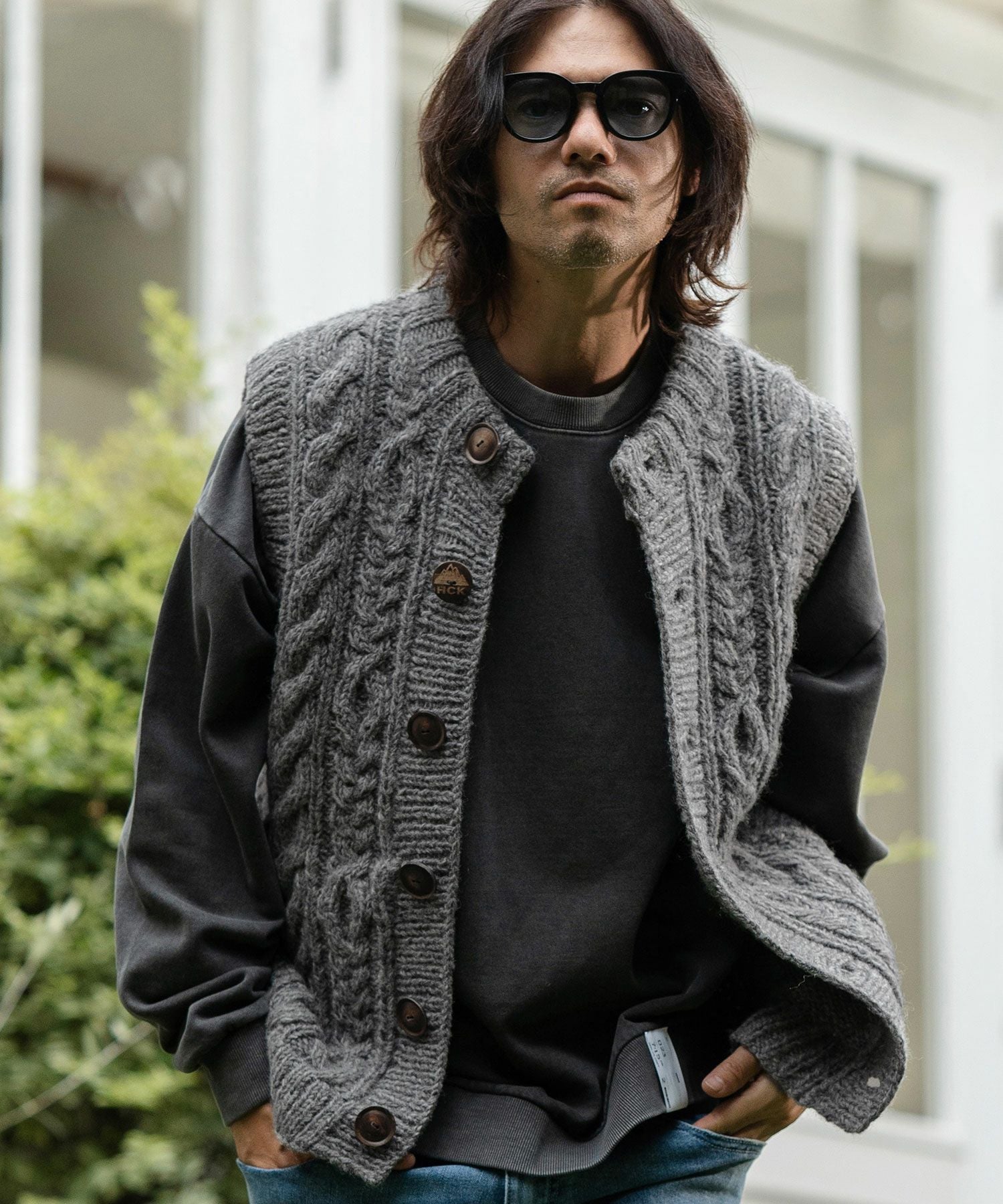 CAMBIO(カンビオ)】【HIMALAYAN CLIMBERS HAND-KNIT】手編み前開き