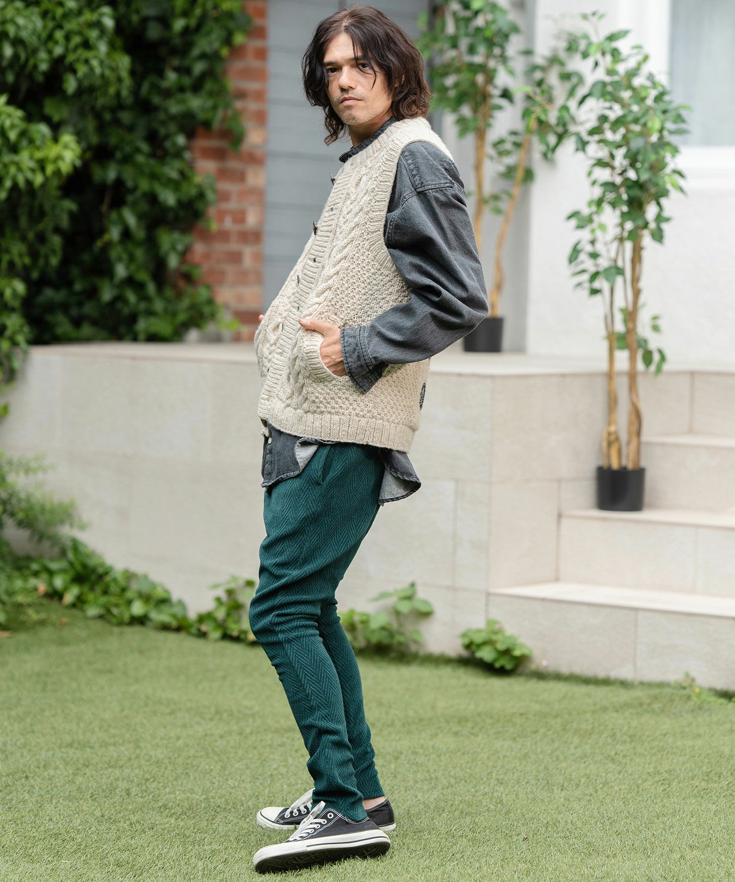 CAMBIO(カンビオ)】【HIMALAYAN CLIMBERS HAND-KNIT】手編み前開き