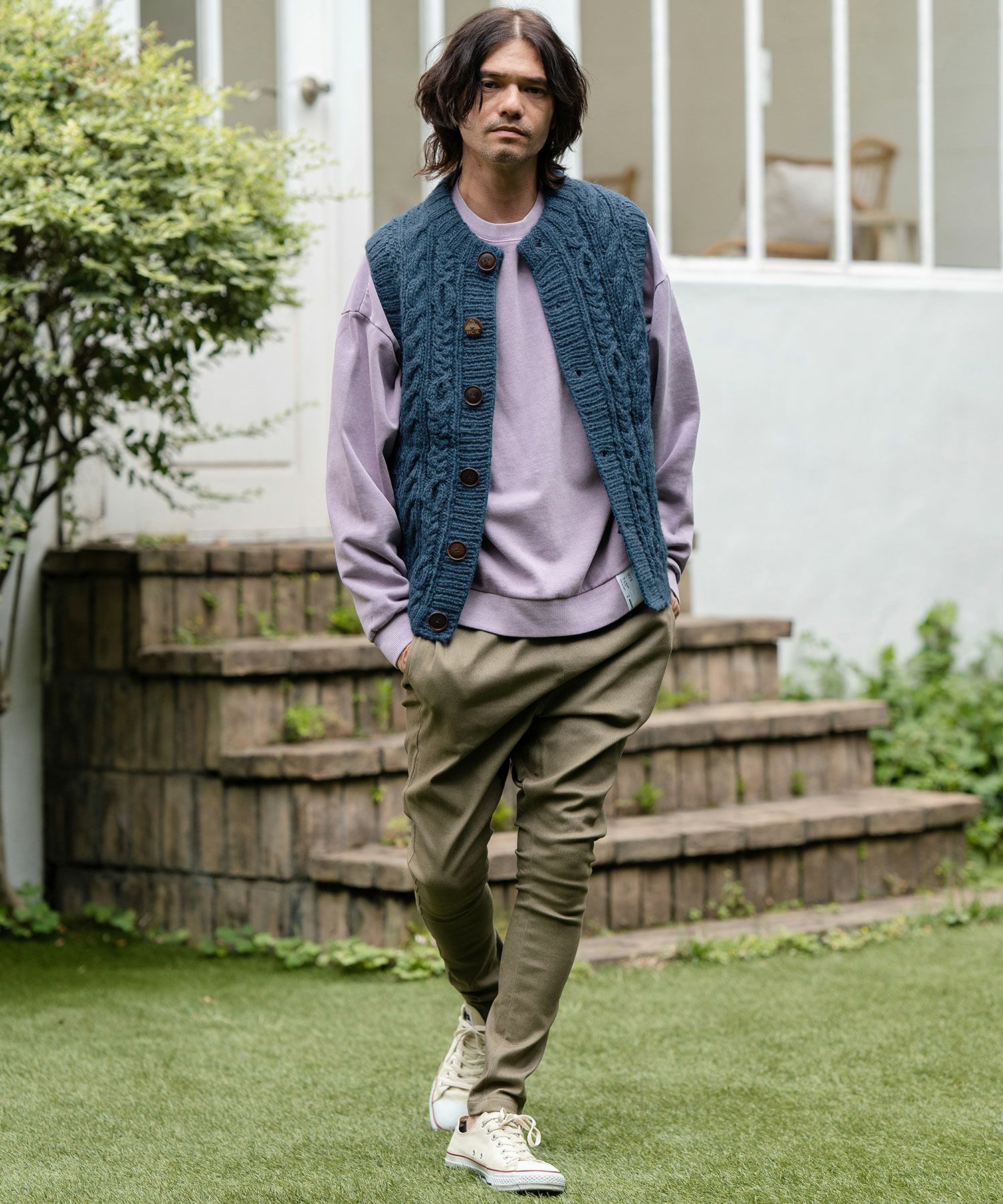 CAMBIO(カンビオ)】【HIMALAYAN CLIMBERS HAND-KNIT】手編み前開き