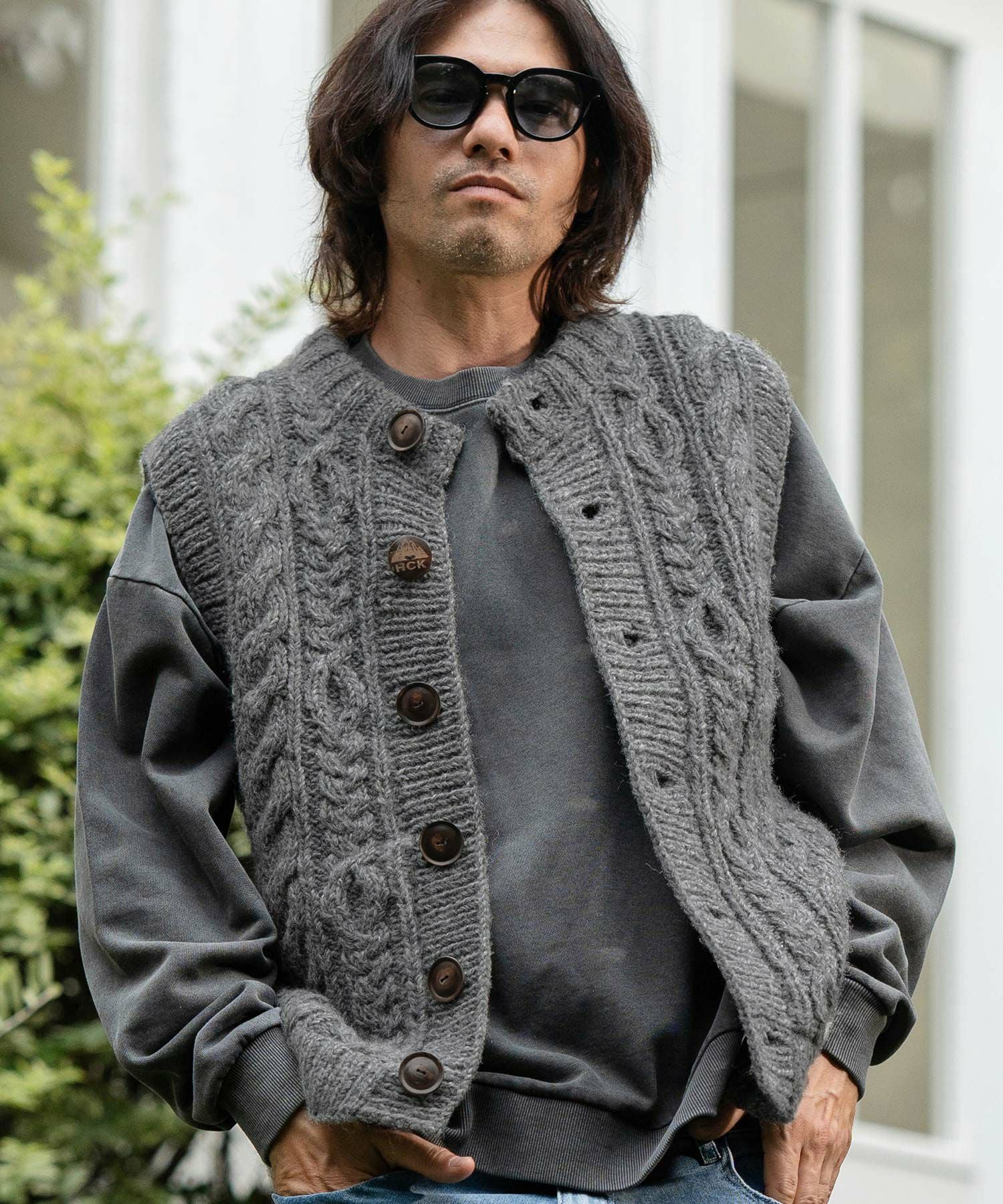 CAMBIO(カンビオ)】【HIMALAYAN CLIMBERS HAND-KNIT】手編み前開き