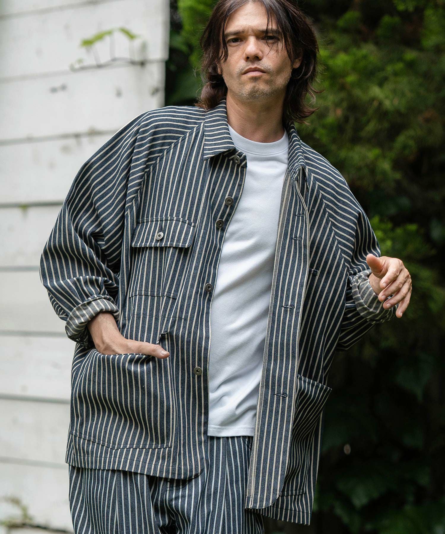 30%OFF【CAMBIO(カンビオ)】ストライプデニムルーズシルエット