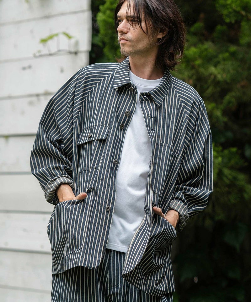50%OFF【CAMBIO(カンビオ)】ストライプデニムルーズシルエット 