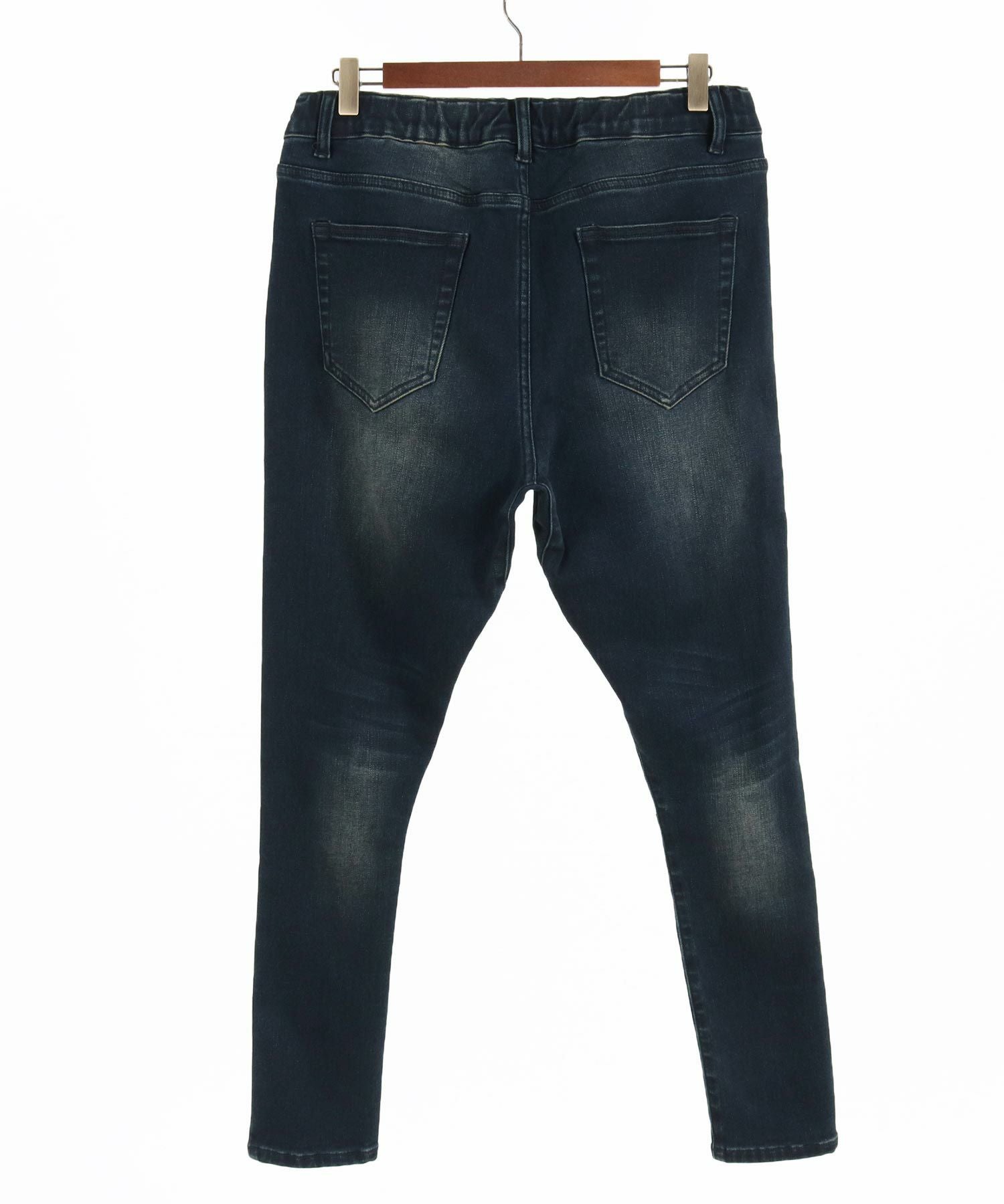 カンビオ　サルエルジョッパーズイージーデニム　/S　ブラック　ストレッチ　リペア CAMBIO(カンビオ)】Stretch Denim Sarrouel Pants ストレッチデニム
