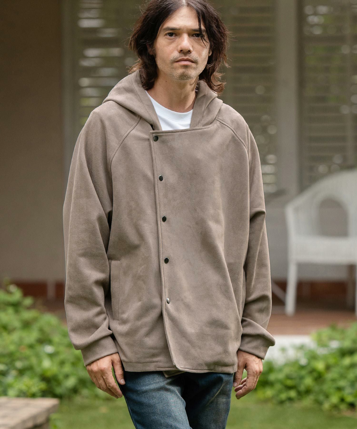 30%OFF【CAMBIO(カンビオ)】ストレッチフェイクスウェードスナップ
