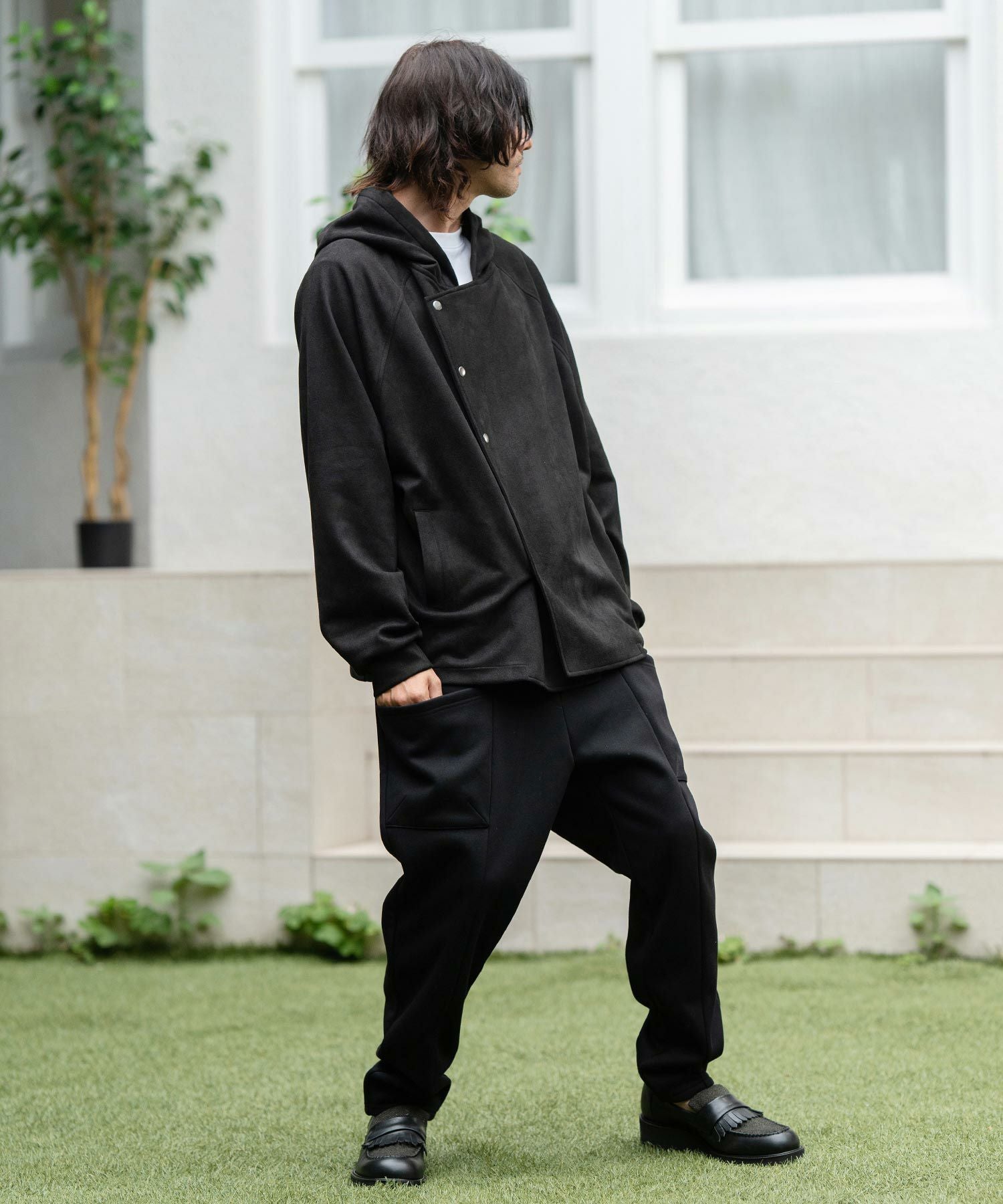 30%OFF【CAMBIO(カンビオ)】ストレッチフェイクスウェードスナップ